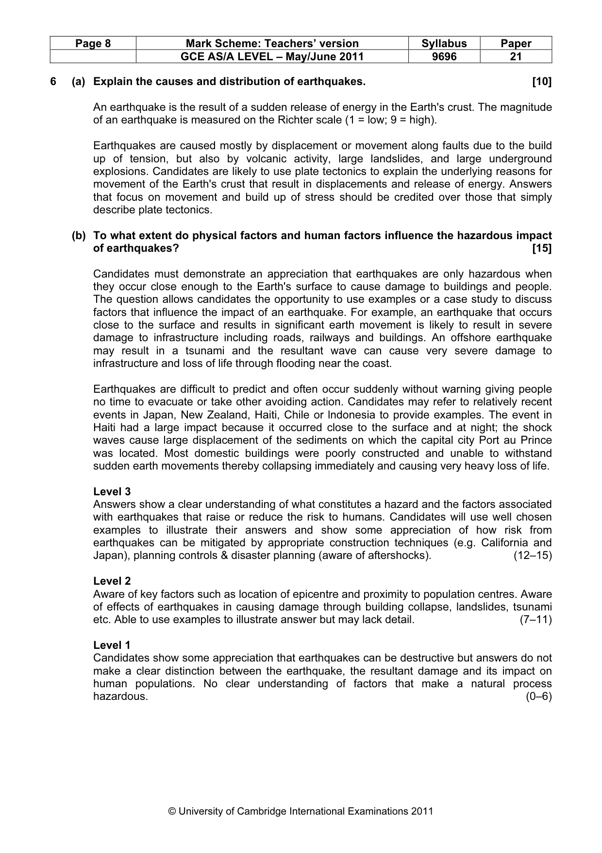 Mark scheme, page 8 of 10