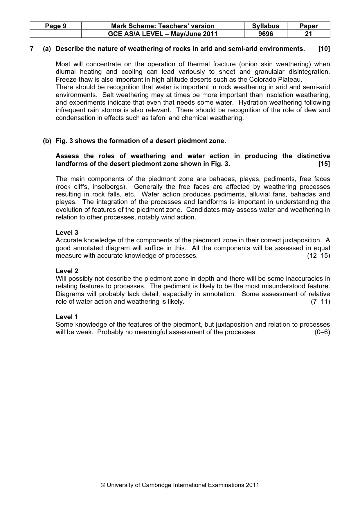 Mark scheme, page 9 of 10