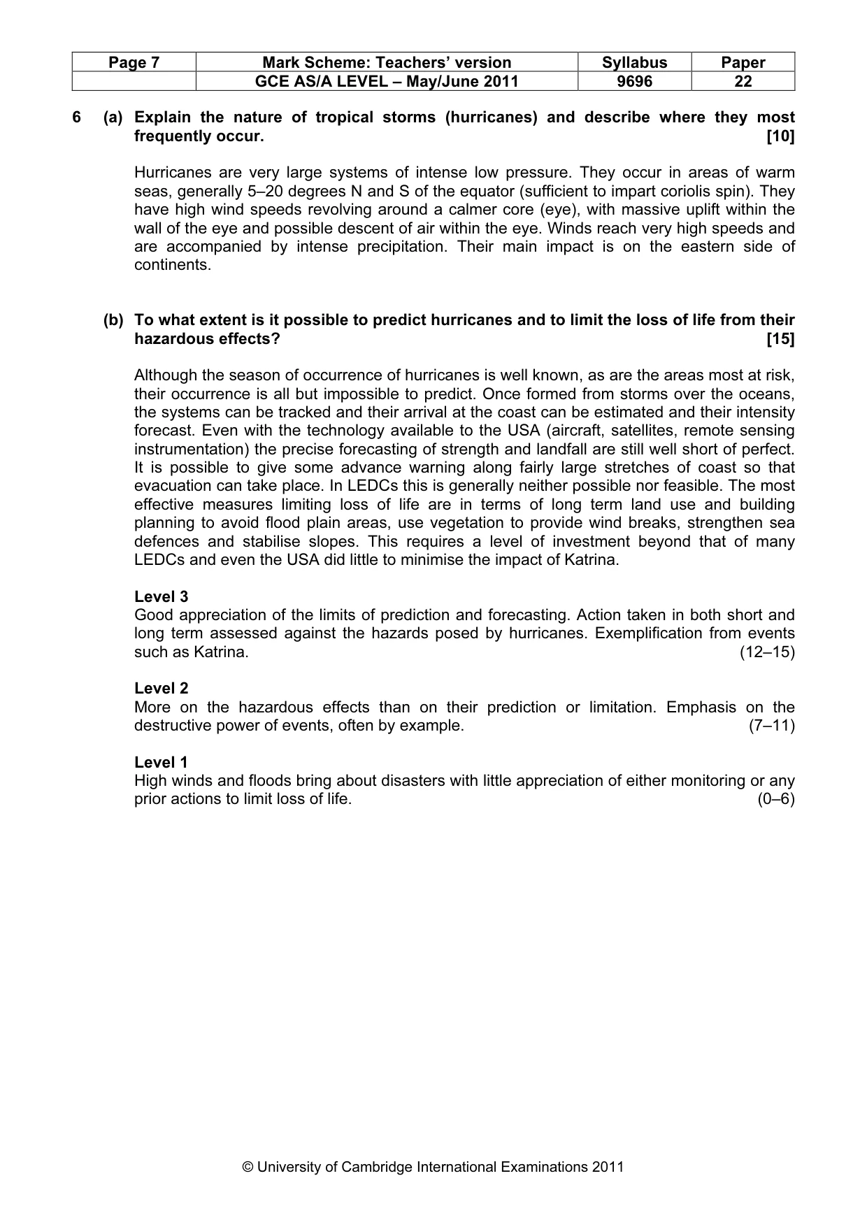 Mark scheme, page 7 of 10