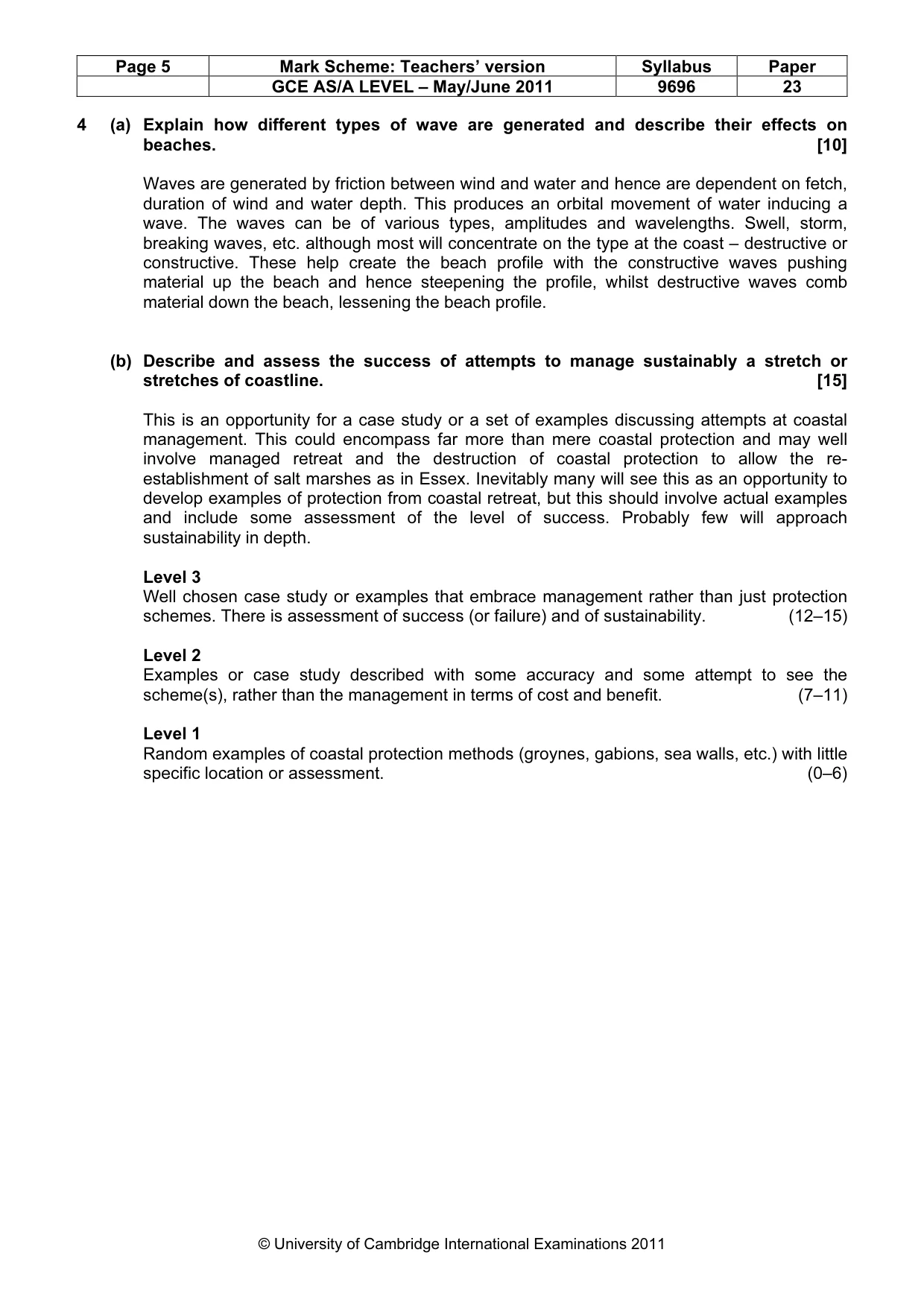 Mark scheme, page 5 of 10