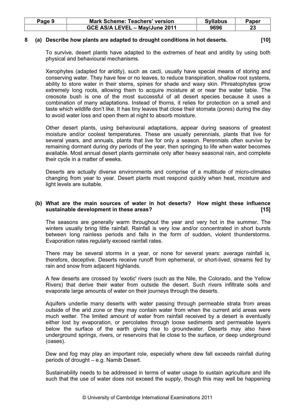 Mark scheme, page 9 of 10