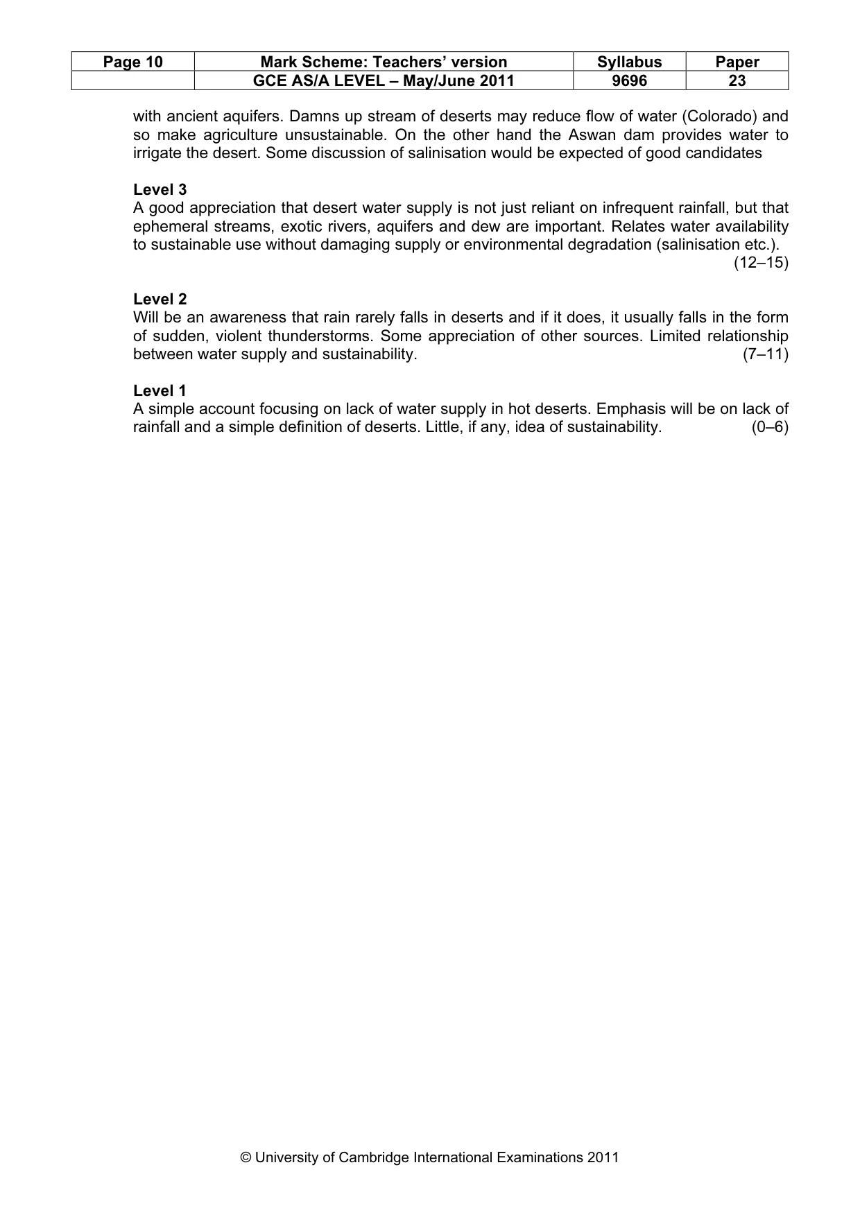 Mark scheme, page 10 of 10