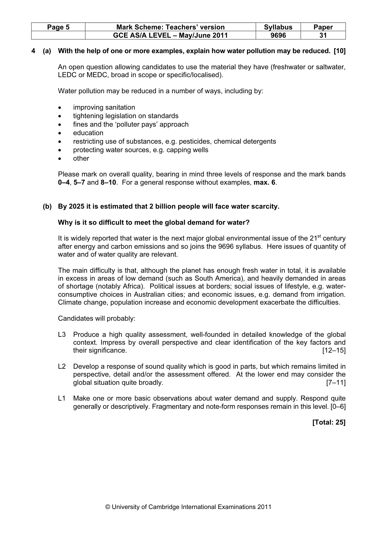 Mark scheme, page 5 of 9