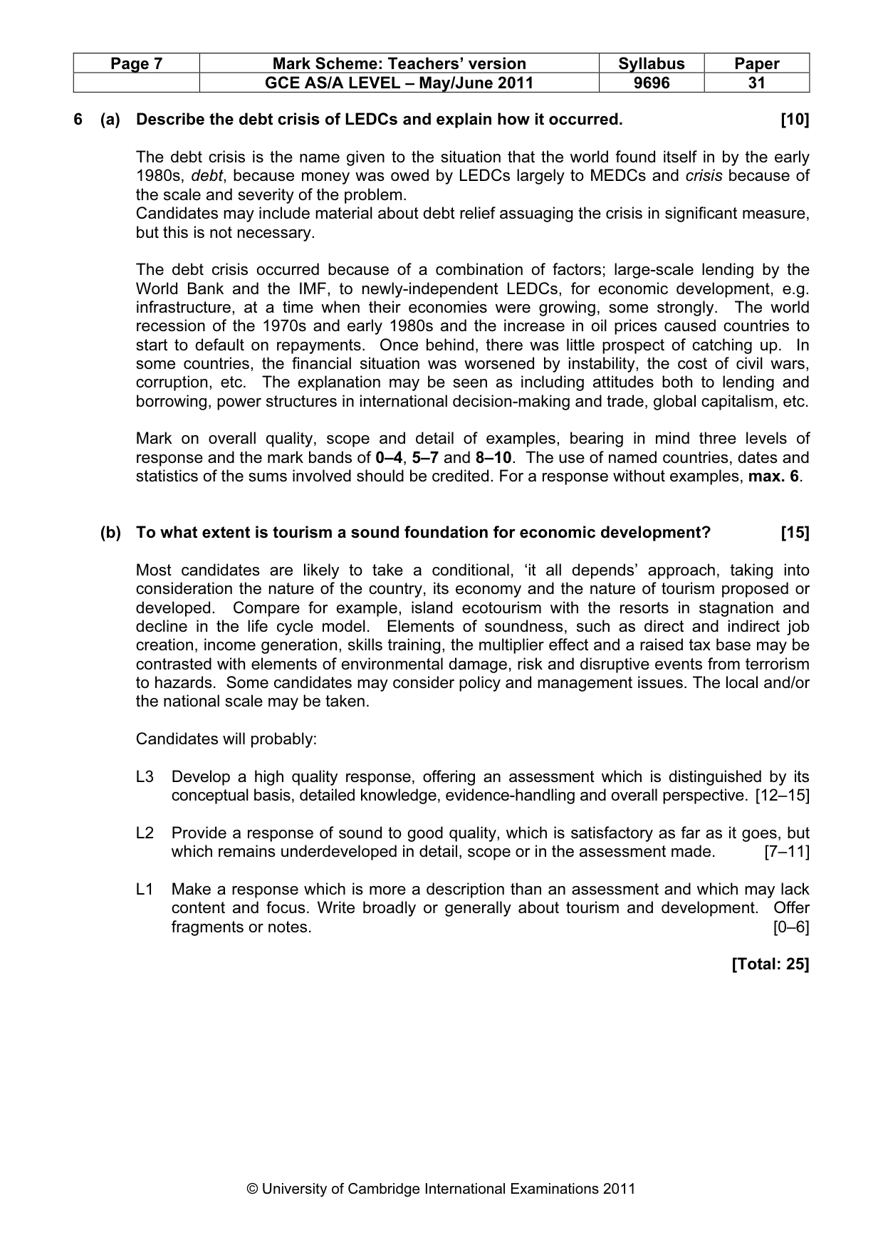 Mark scheme, page 7 of 9