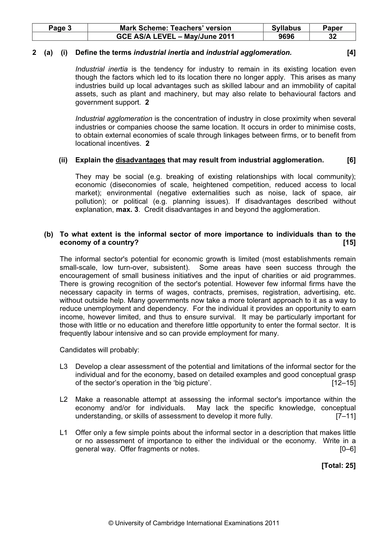 Mark scheme, page 3 of 9