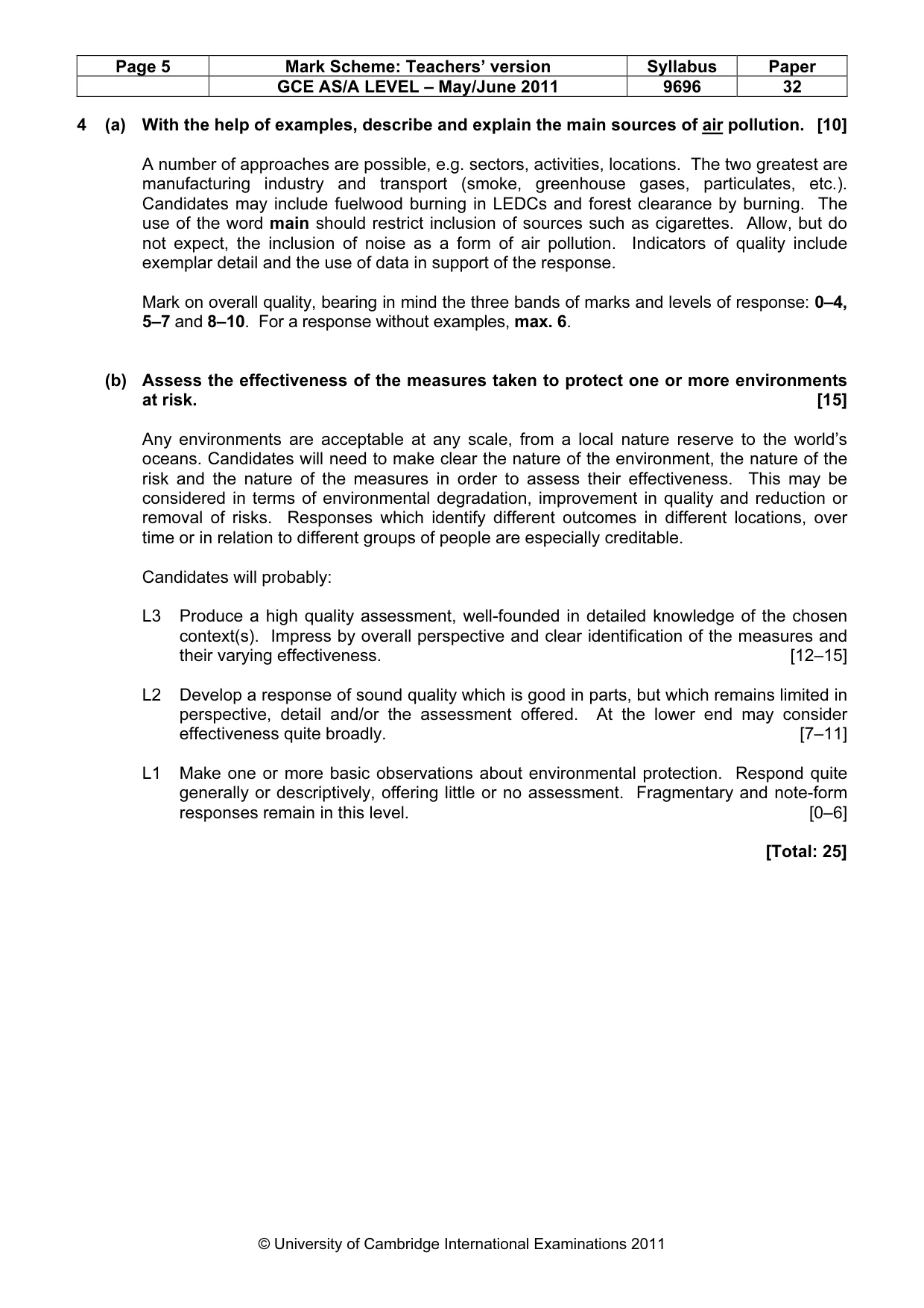 Mark scheme, page 5 of 9