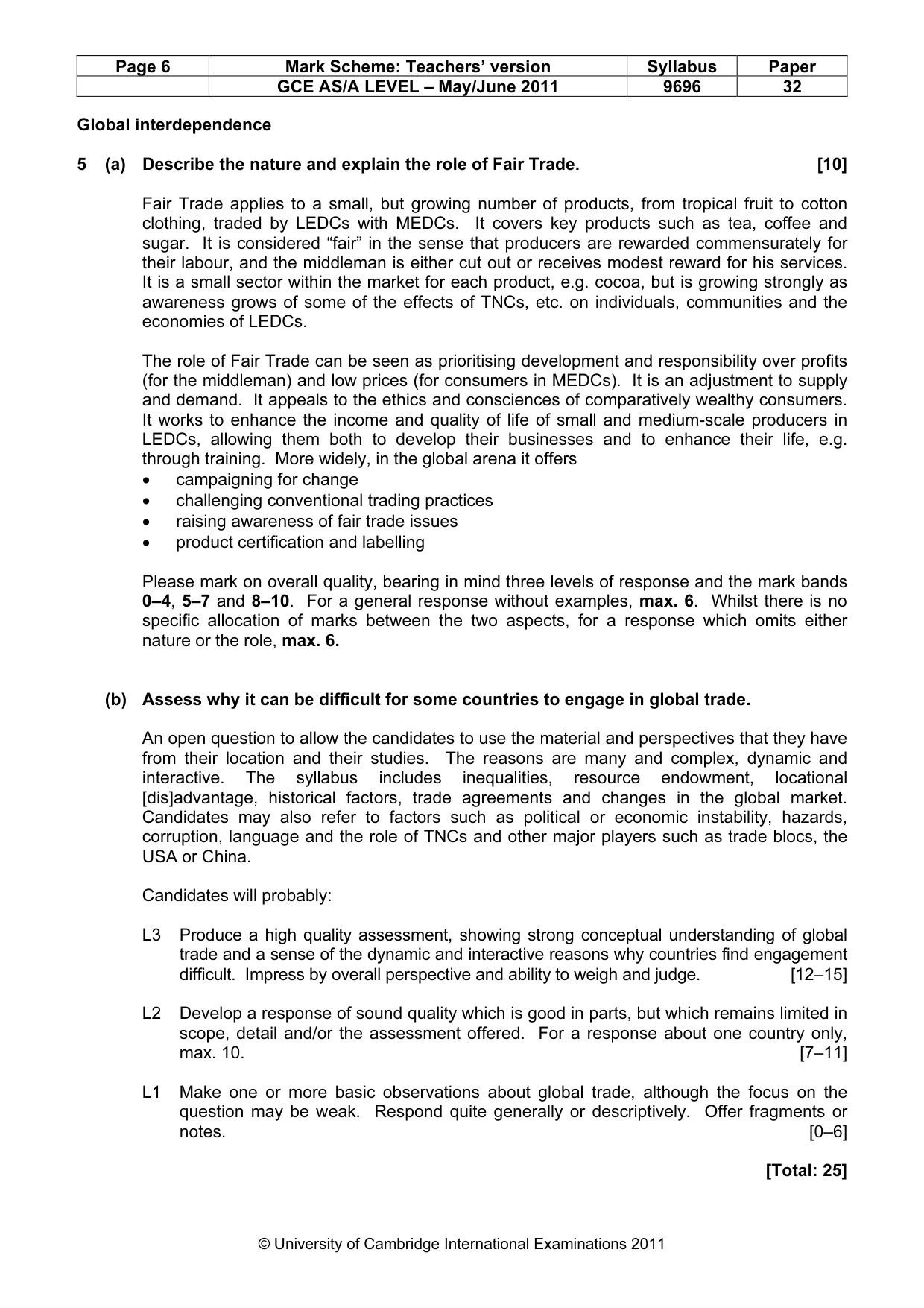 Mark scheme, page 6 of 9