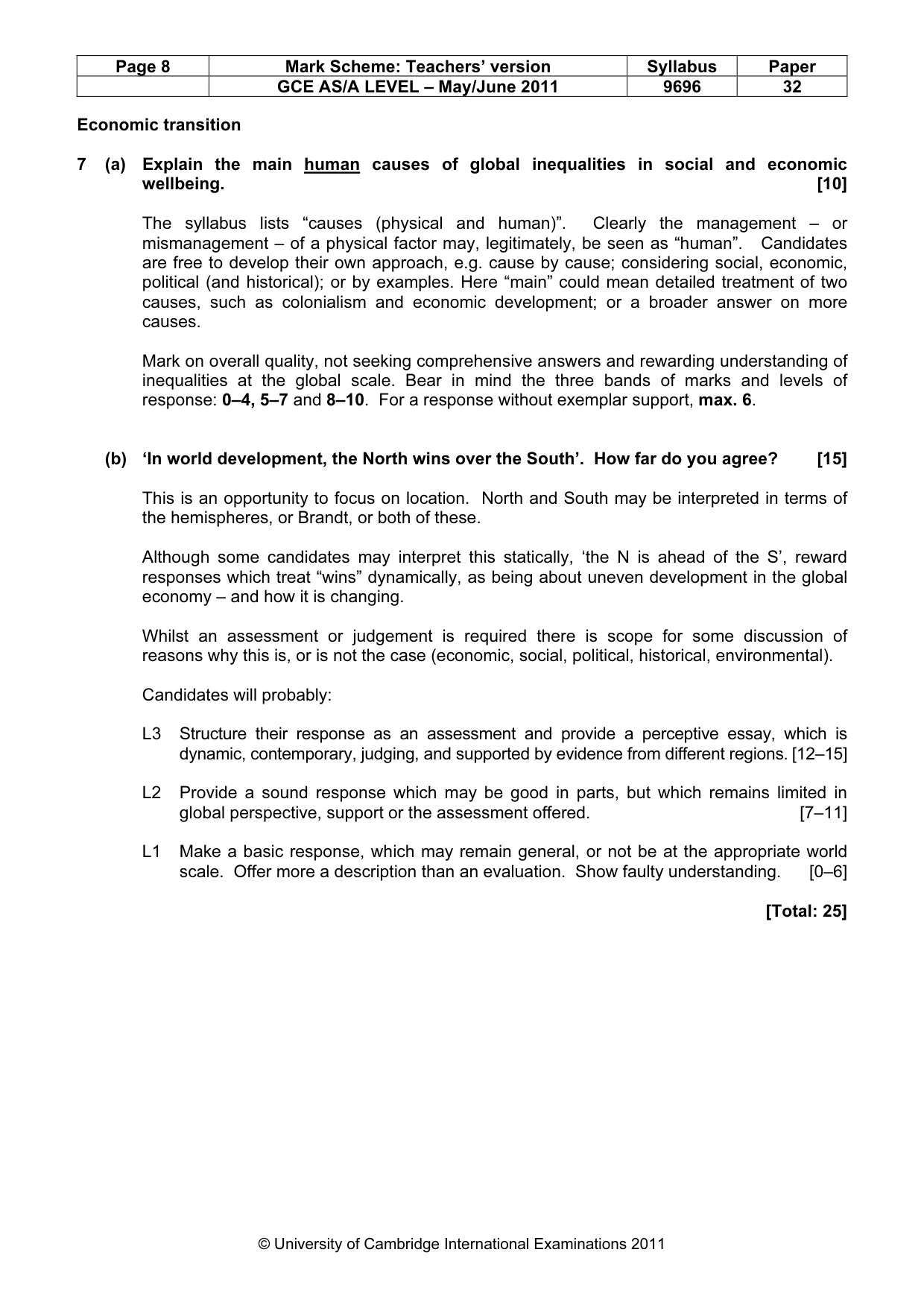 Mark scheme, page 8 of 9