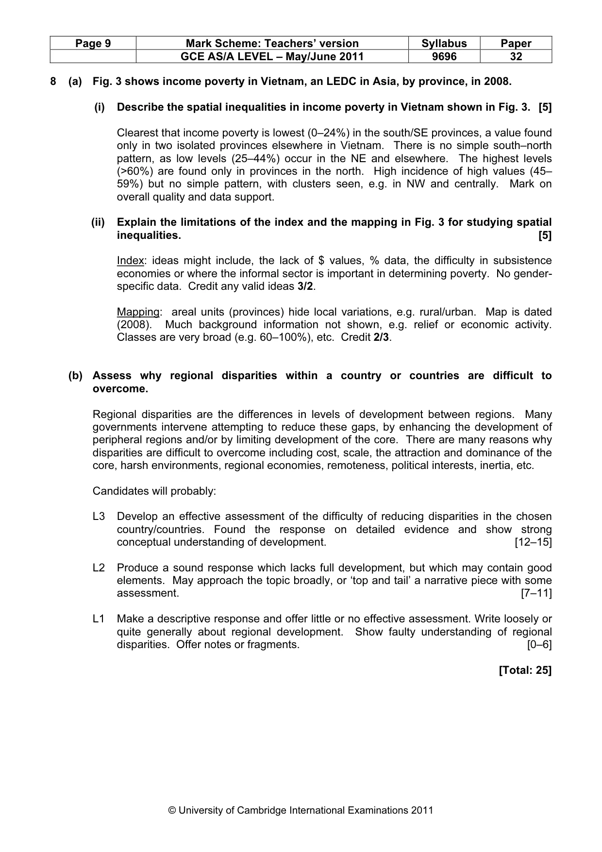 Mark scheme, page 9 of 9