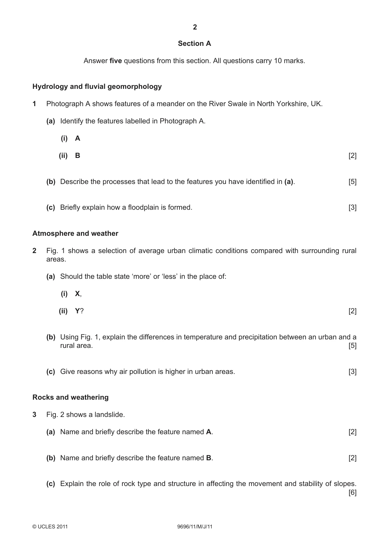 Cambridge A Level Geography 9696 2011 May/June Paper 1 · Variant 1 question paper, page 2 of 8