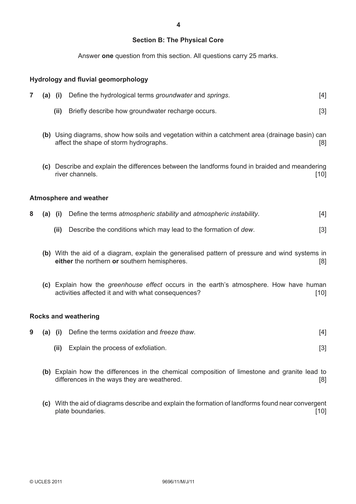 Cambridge A Level Geography 9696 2011 May/June Paper 1 · Variant 1 question paper, page 4 of 8