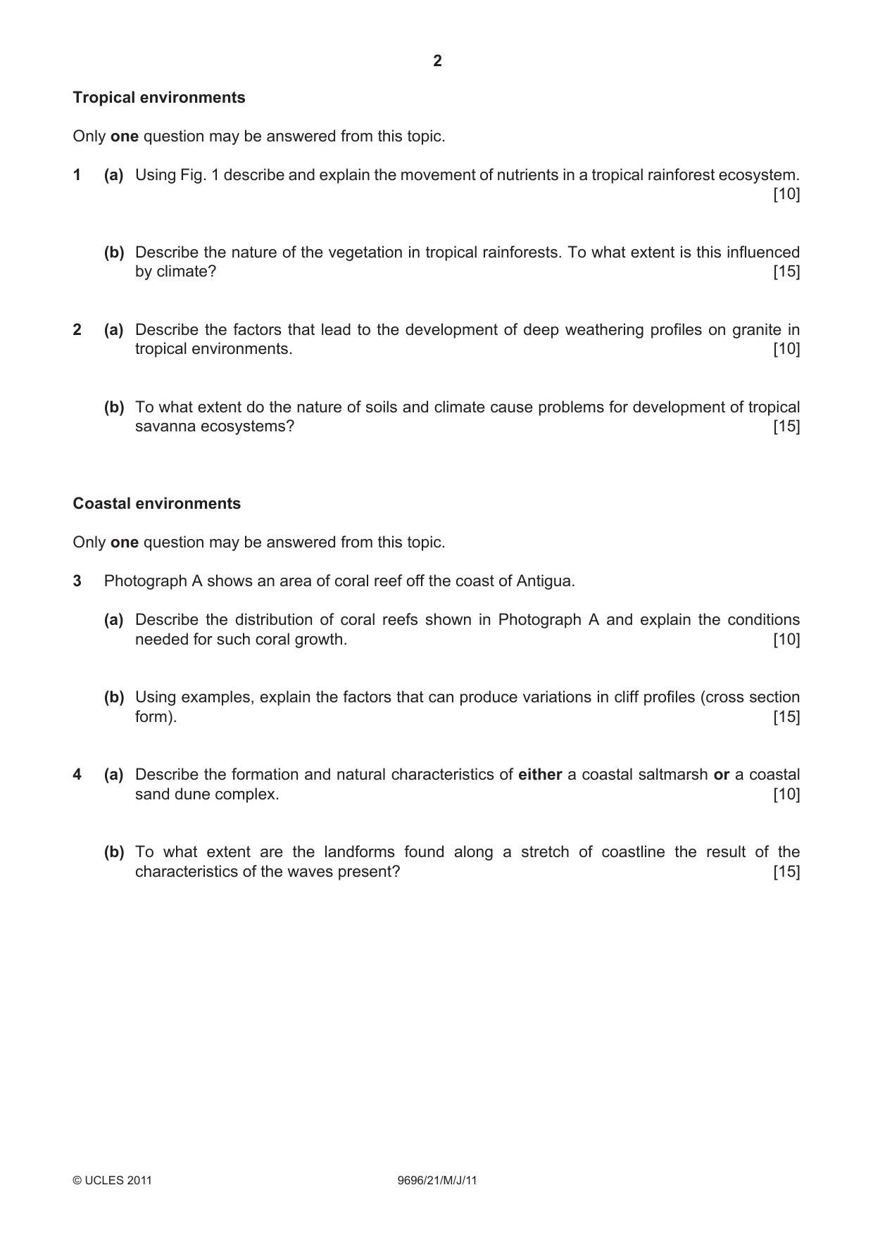 Cambridge A Level Geography 9696 2011 May/June Paper 2 · Variant 1 question paper, page 2 of 4