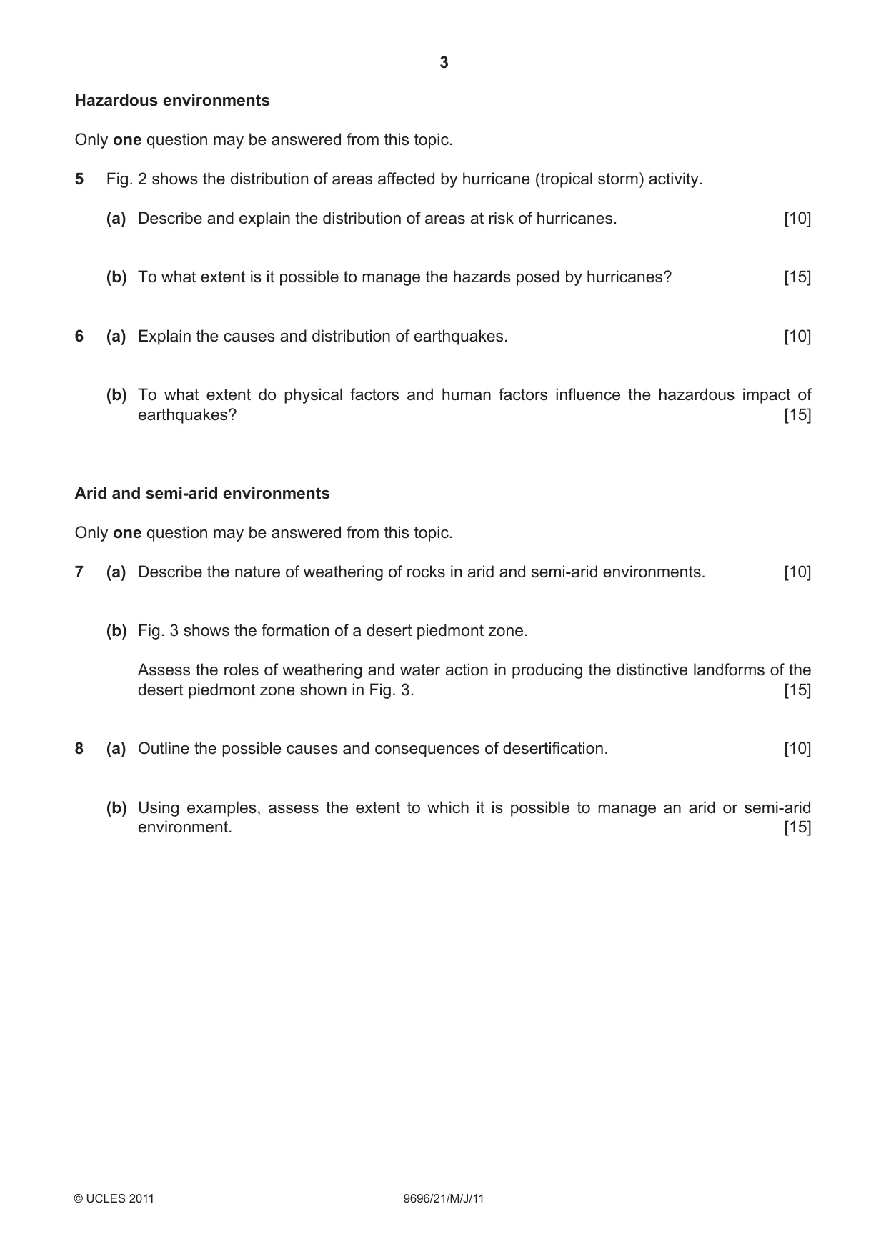 Cambridge A Level Geography 9696 2011 May/June Paper 2 · Variant 1 question paper, page 3 of 4