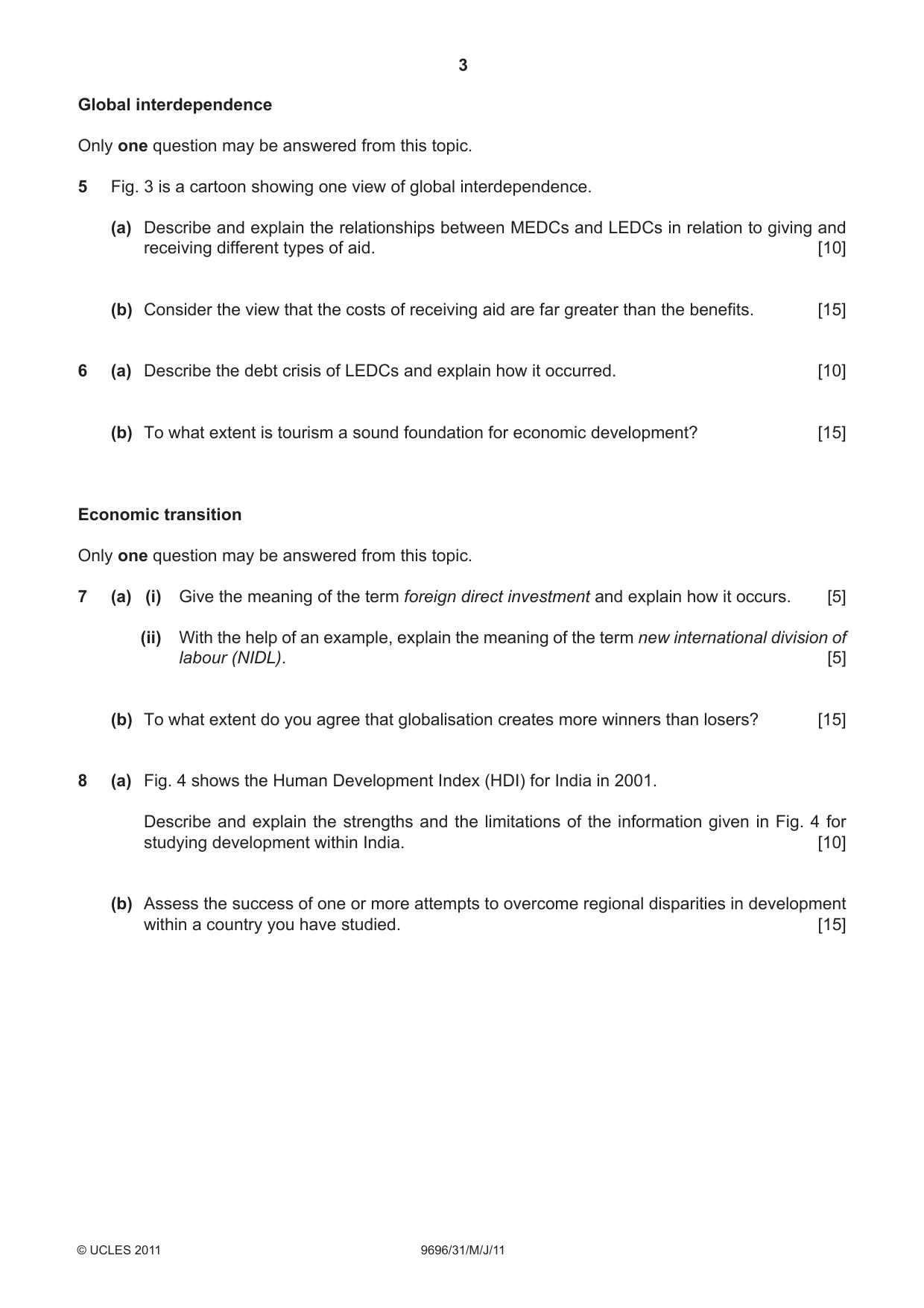 Cambridge A Level Geography 9696 2011 May/June Paper 3 · Variant 1 question paper, page 3 of 4