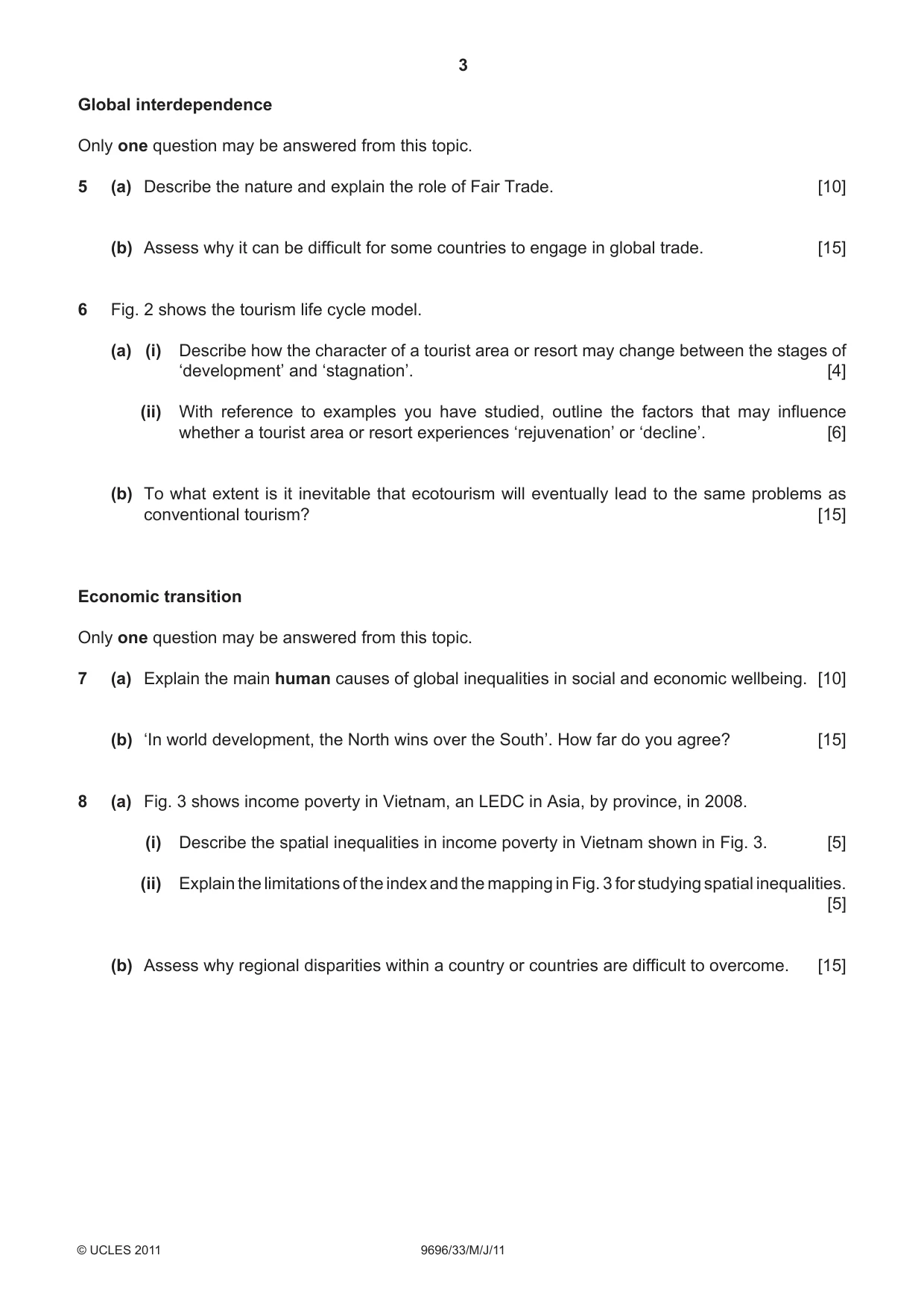 Cambridge A Level Geography 9696 2011 May/June Paper 3 · Variant 3 question paper, page 3 of 4