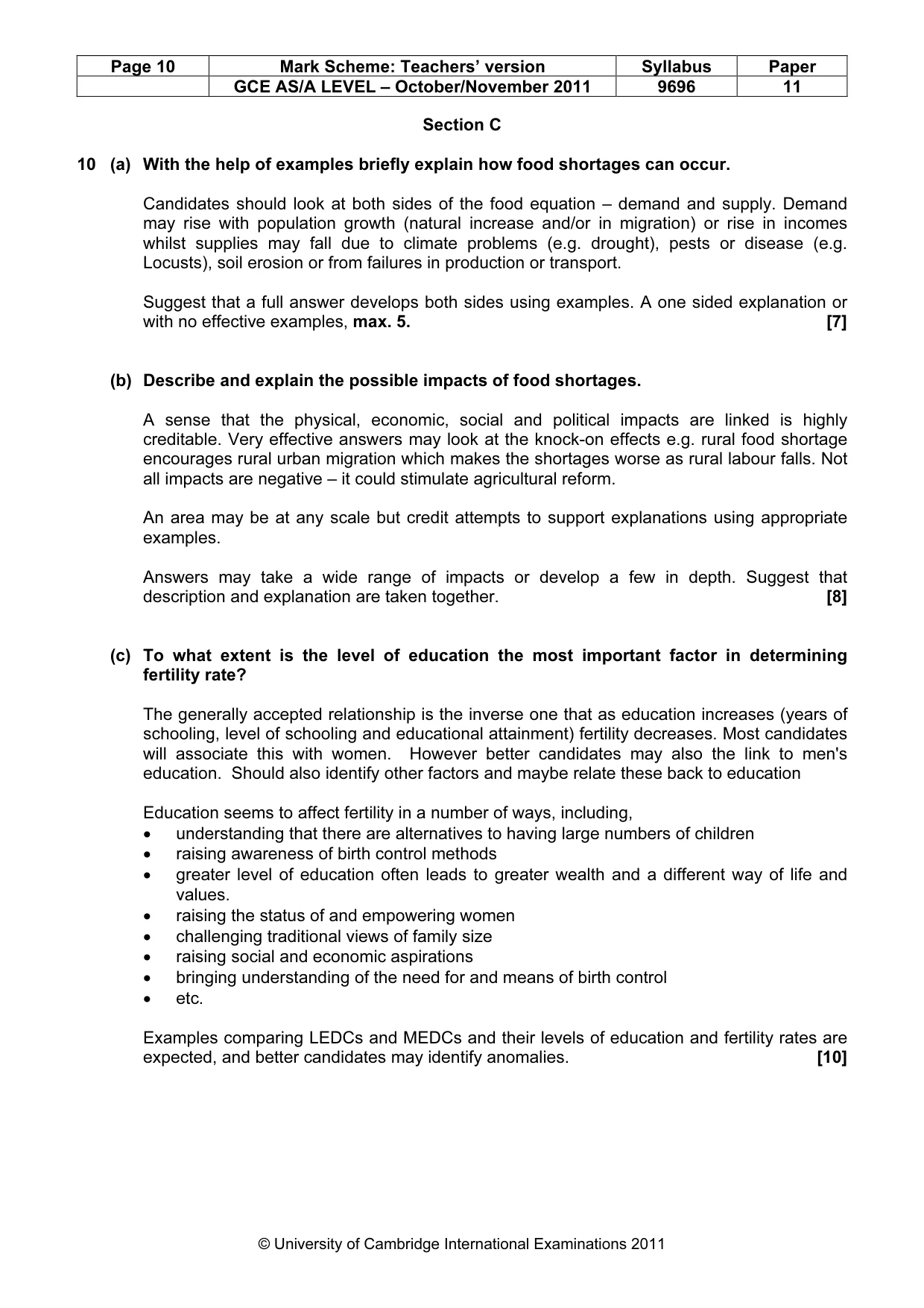 Mark scheme, page 10 of 14