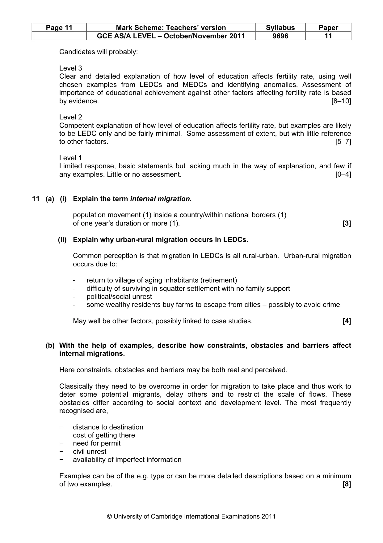 Mark scheme, page 11 of 14