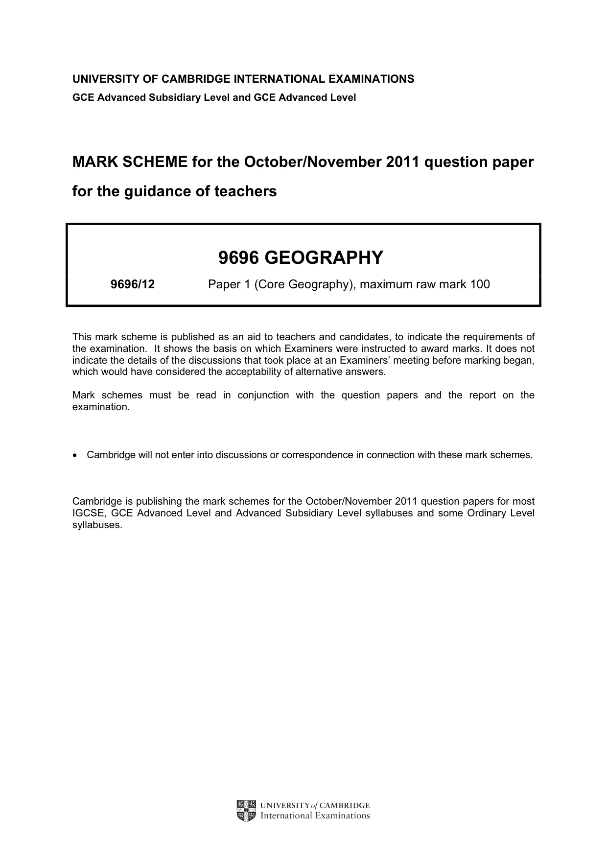 Mark scheme, page 1 of 14