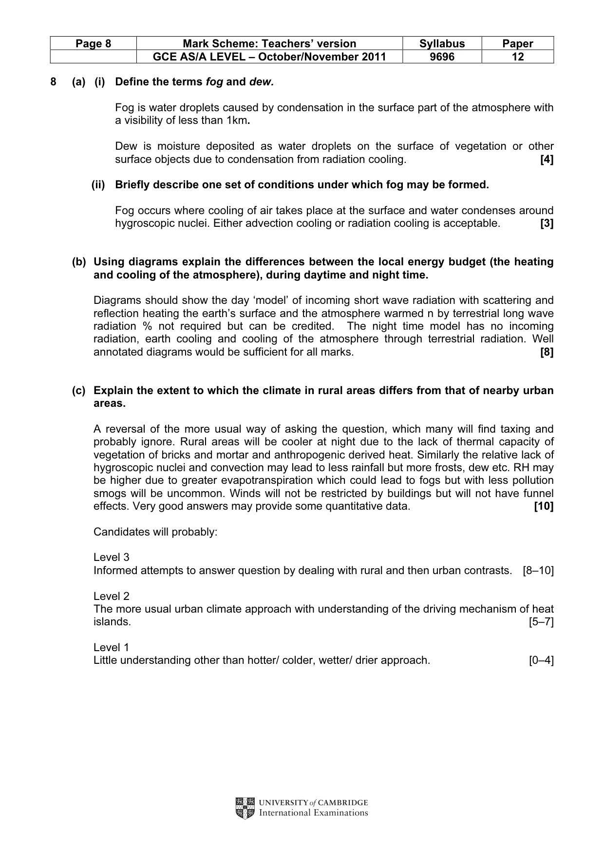 Mark scheme, page 8 of 14