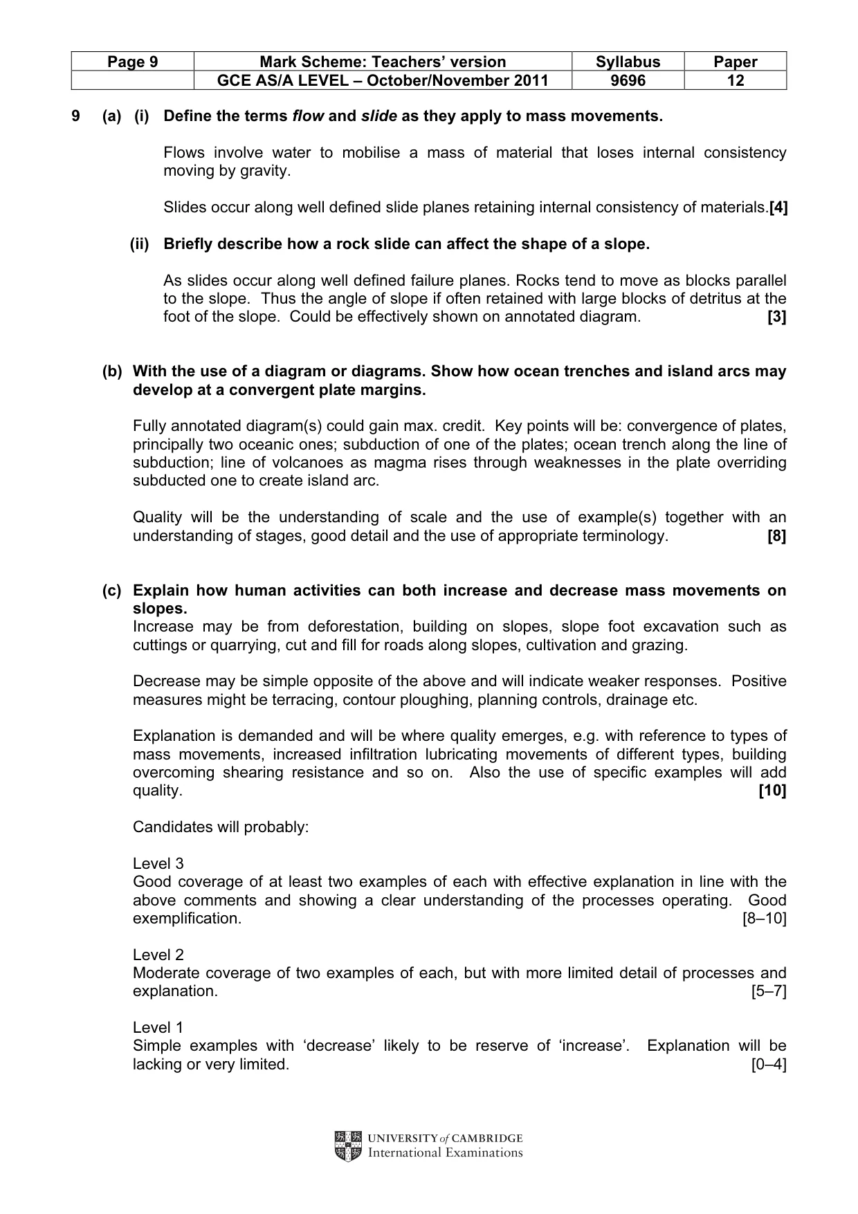 Mark scheme, page 9 of 14