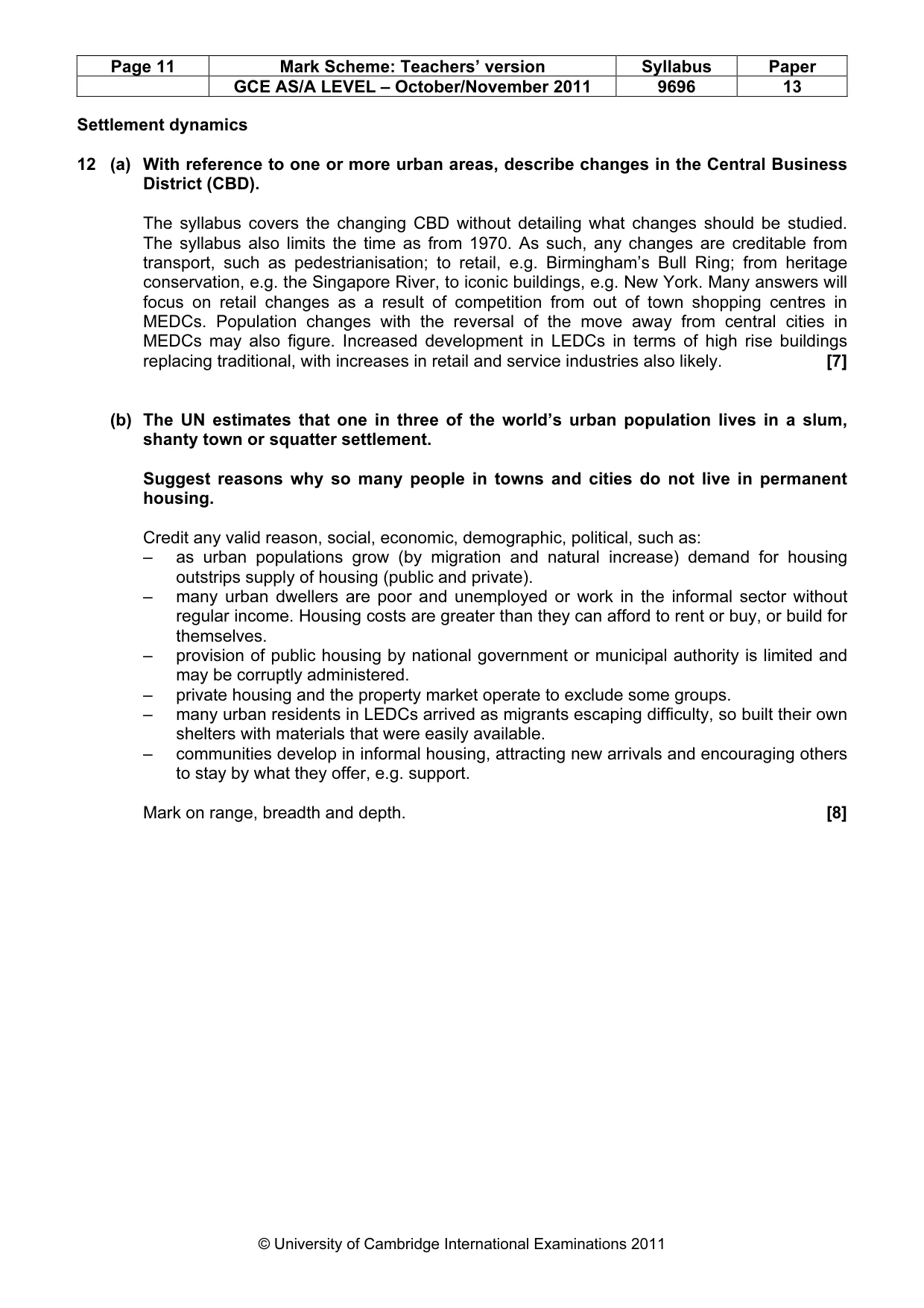 Mark scheme, page 11 of 12