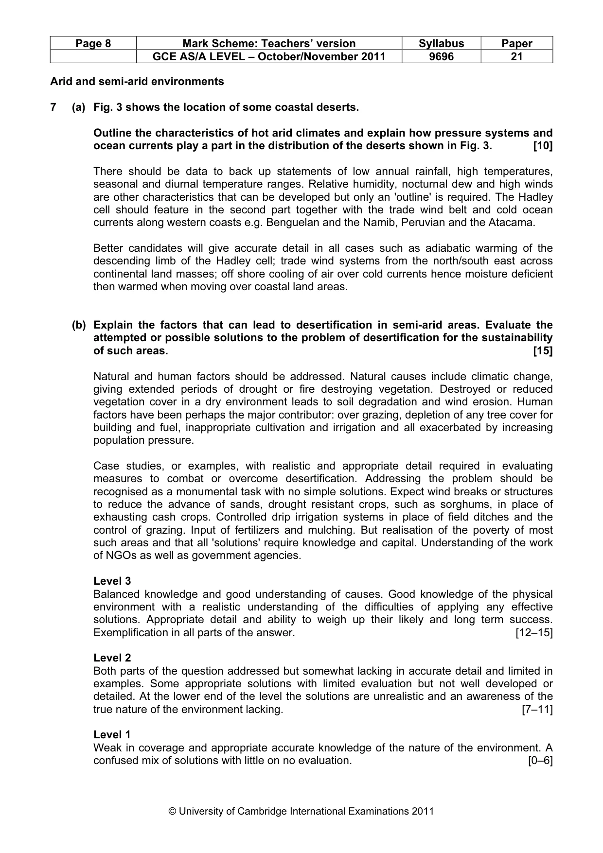 Mark scheme, page 8 of 9