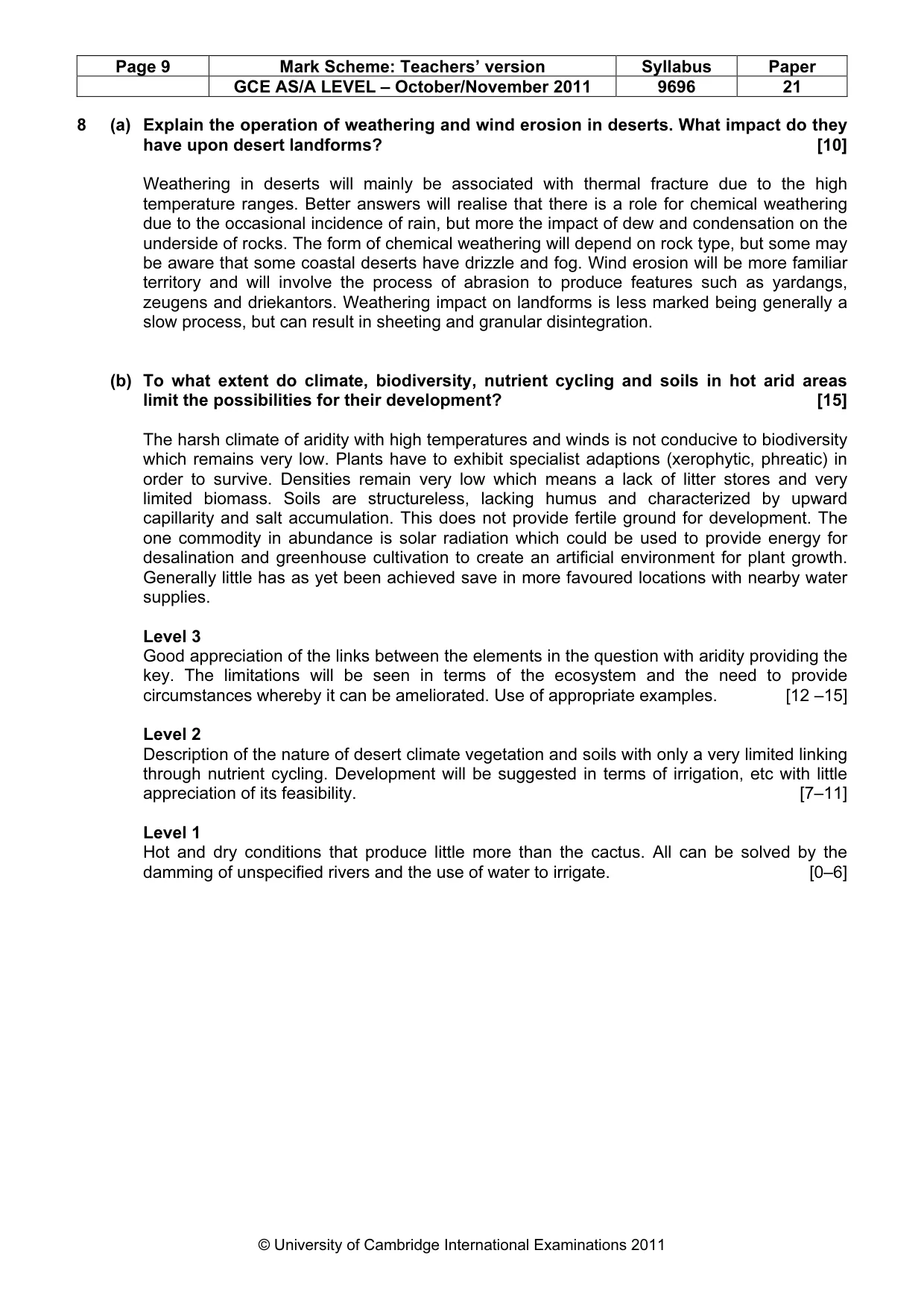 Mark scheme, page 9 of 9