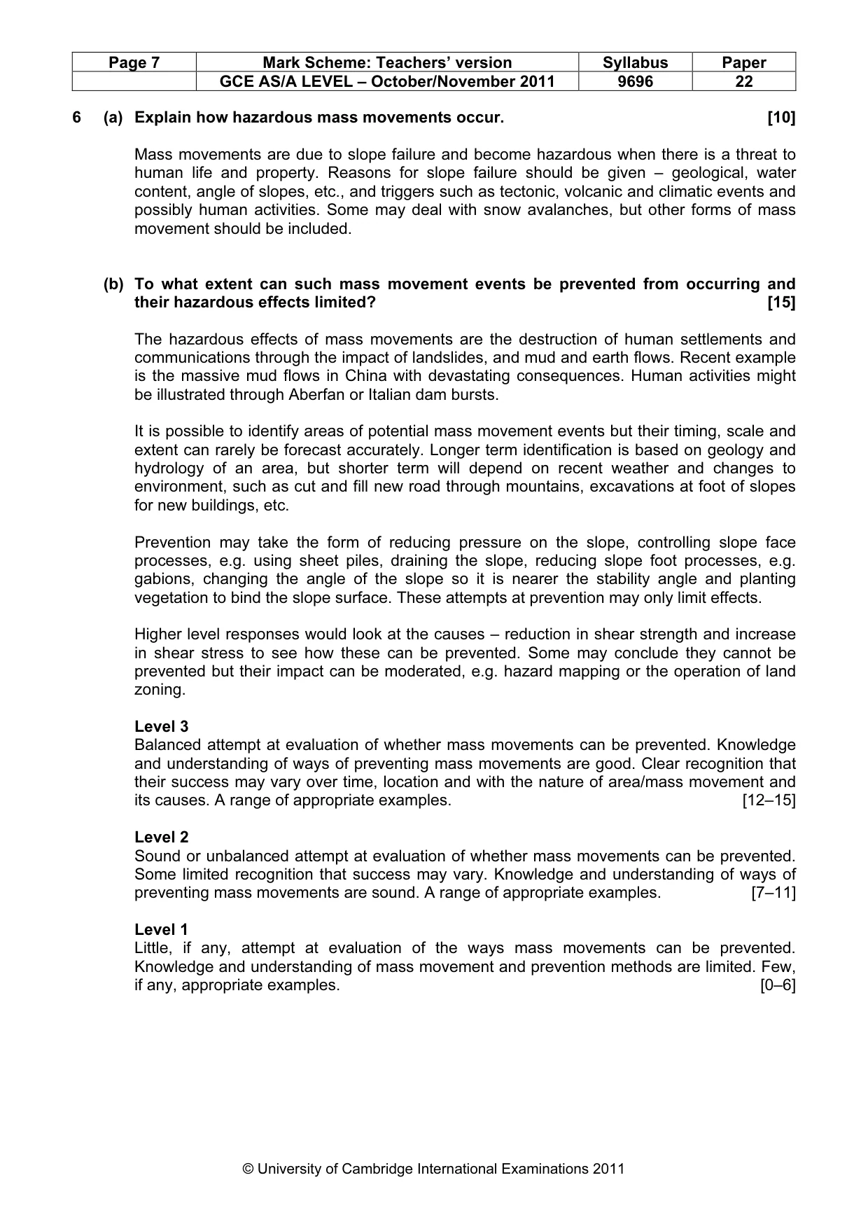 Mark scheme, page 7 of 9