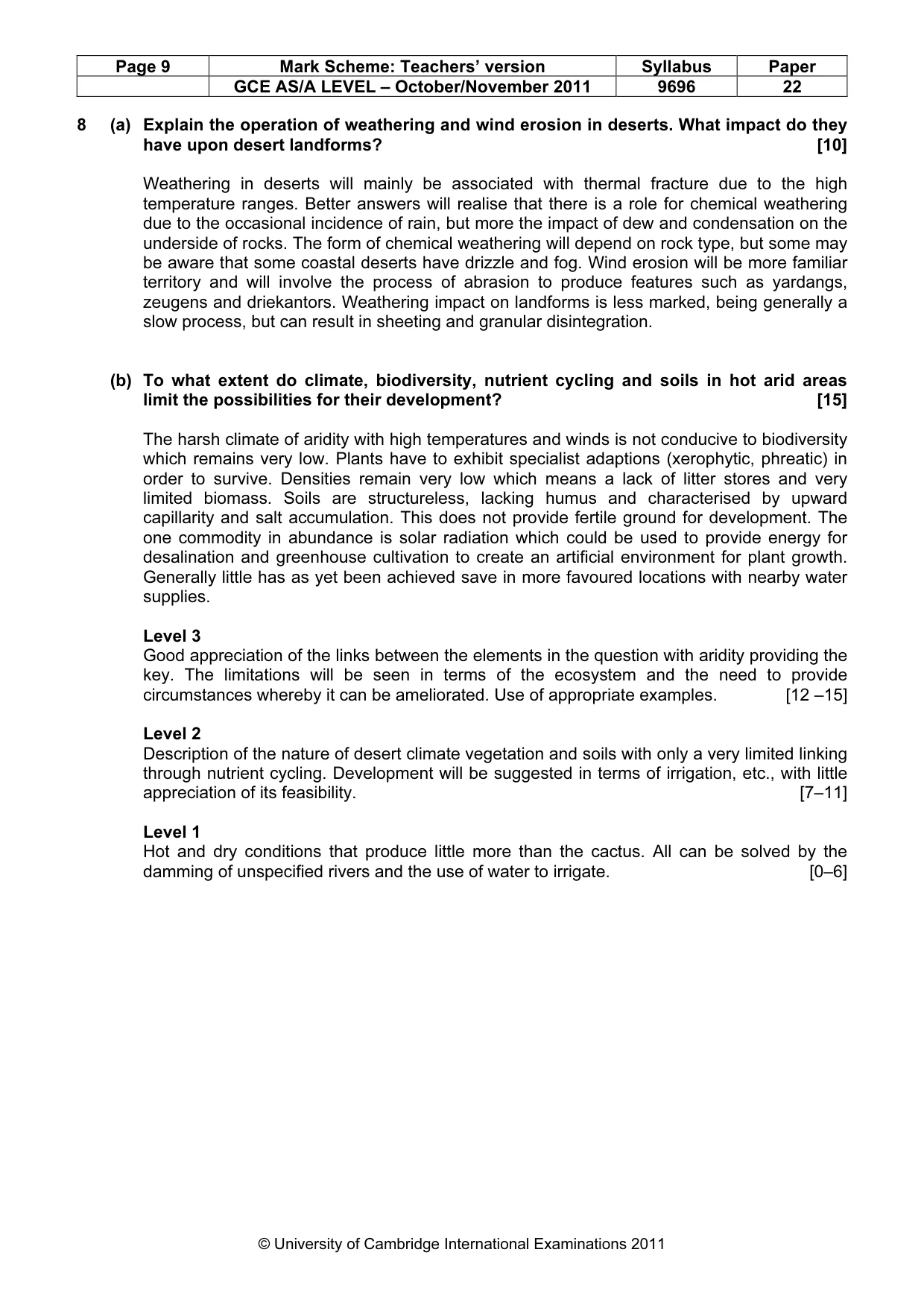 Mark scheme, page 9 of 9