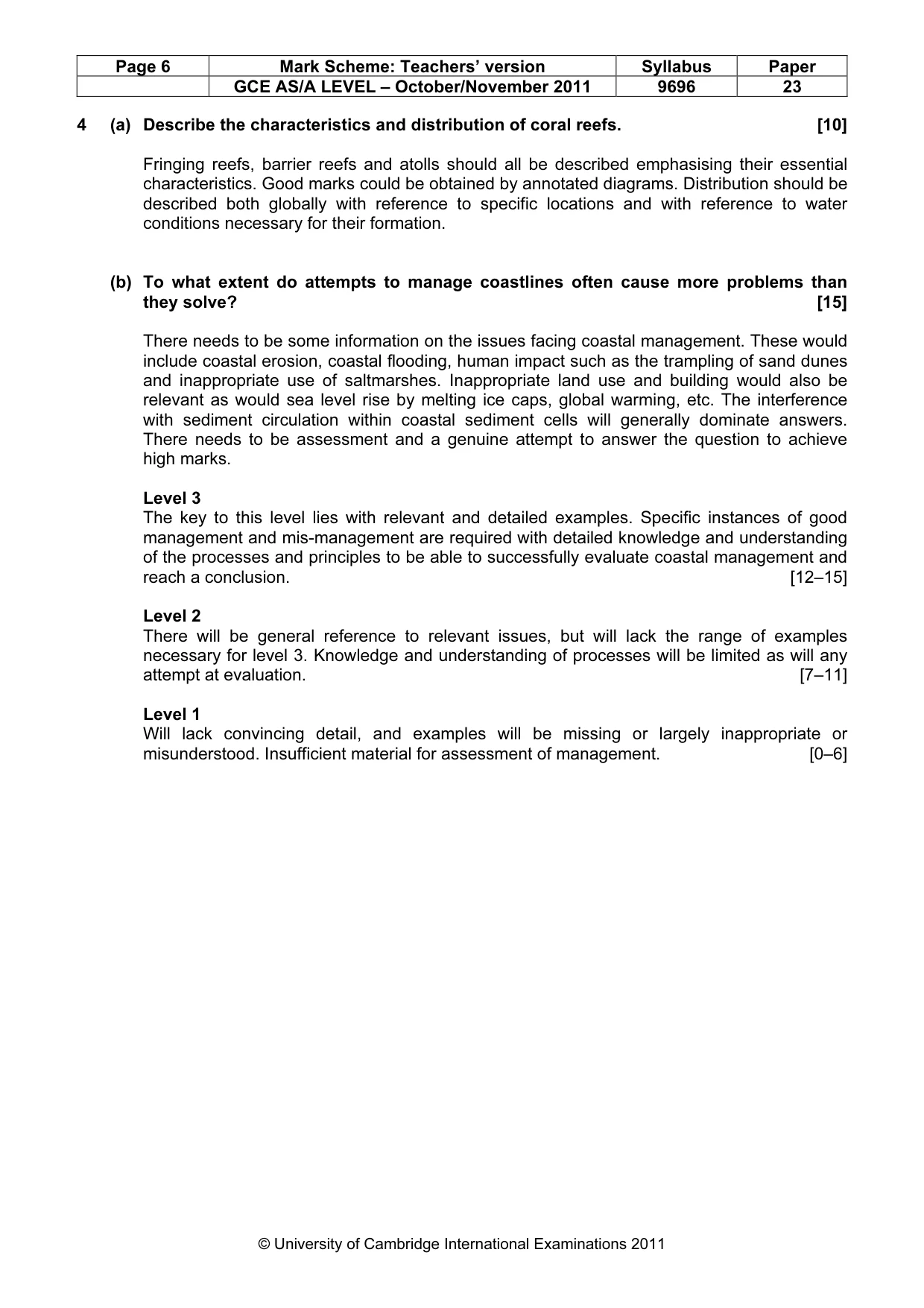 Mark scheme, page 6 of 10