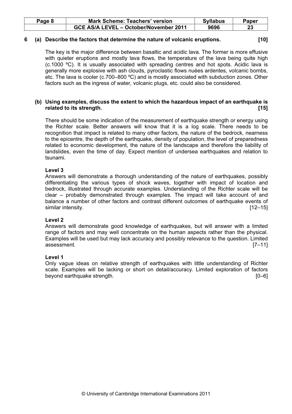 Mark scheme, page 8 of 10