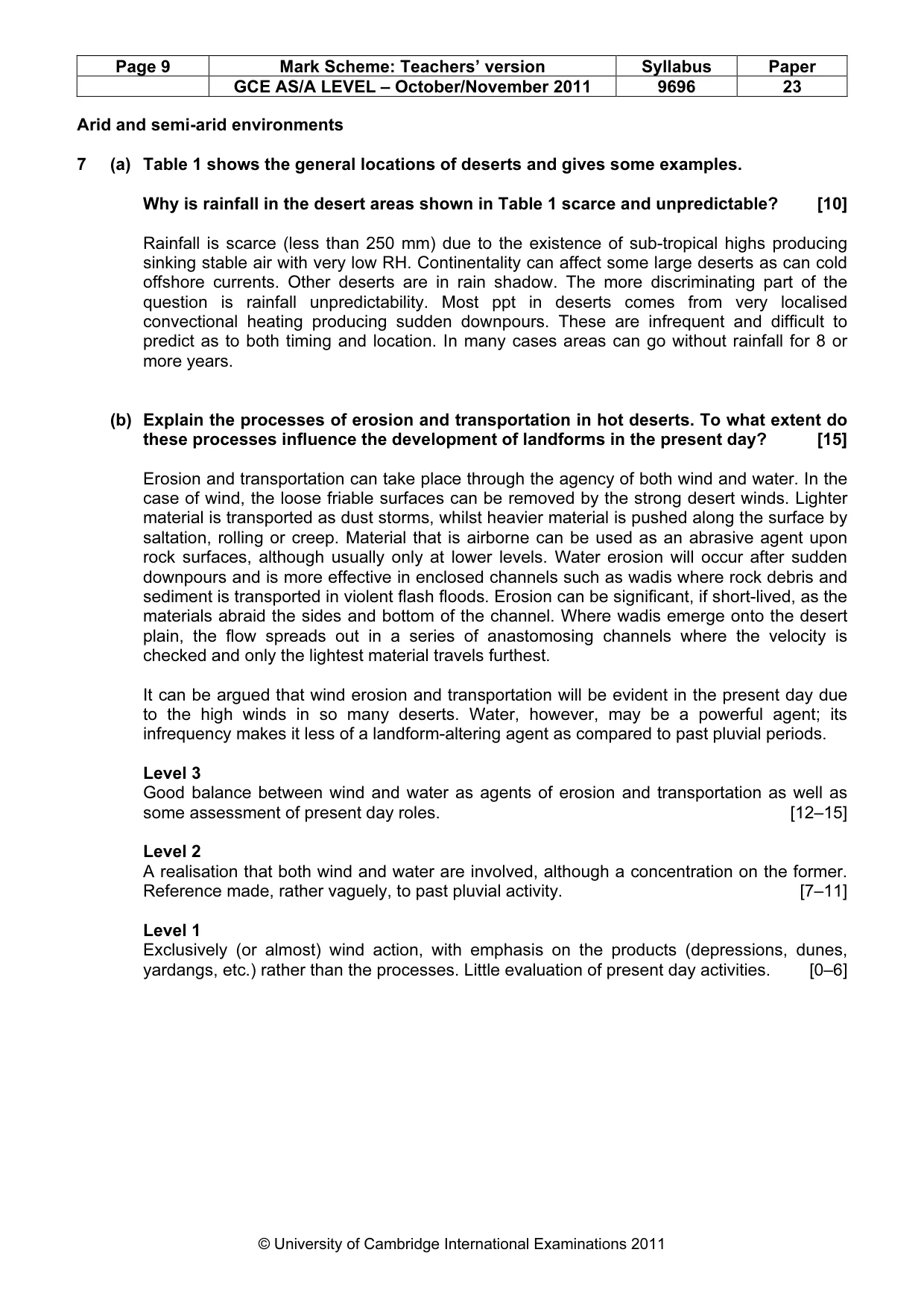 Mark scheme, page 9 of 10