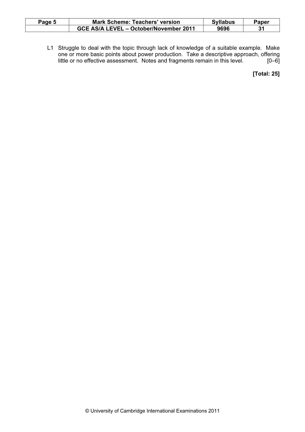 Mark scheme, page 5 of 11