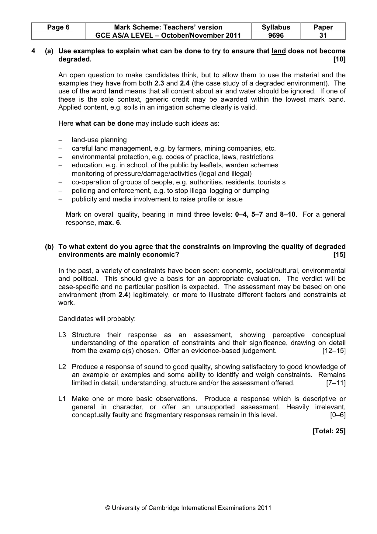 Mark scheme, page 6 of 11