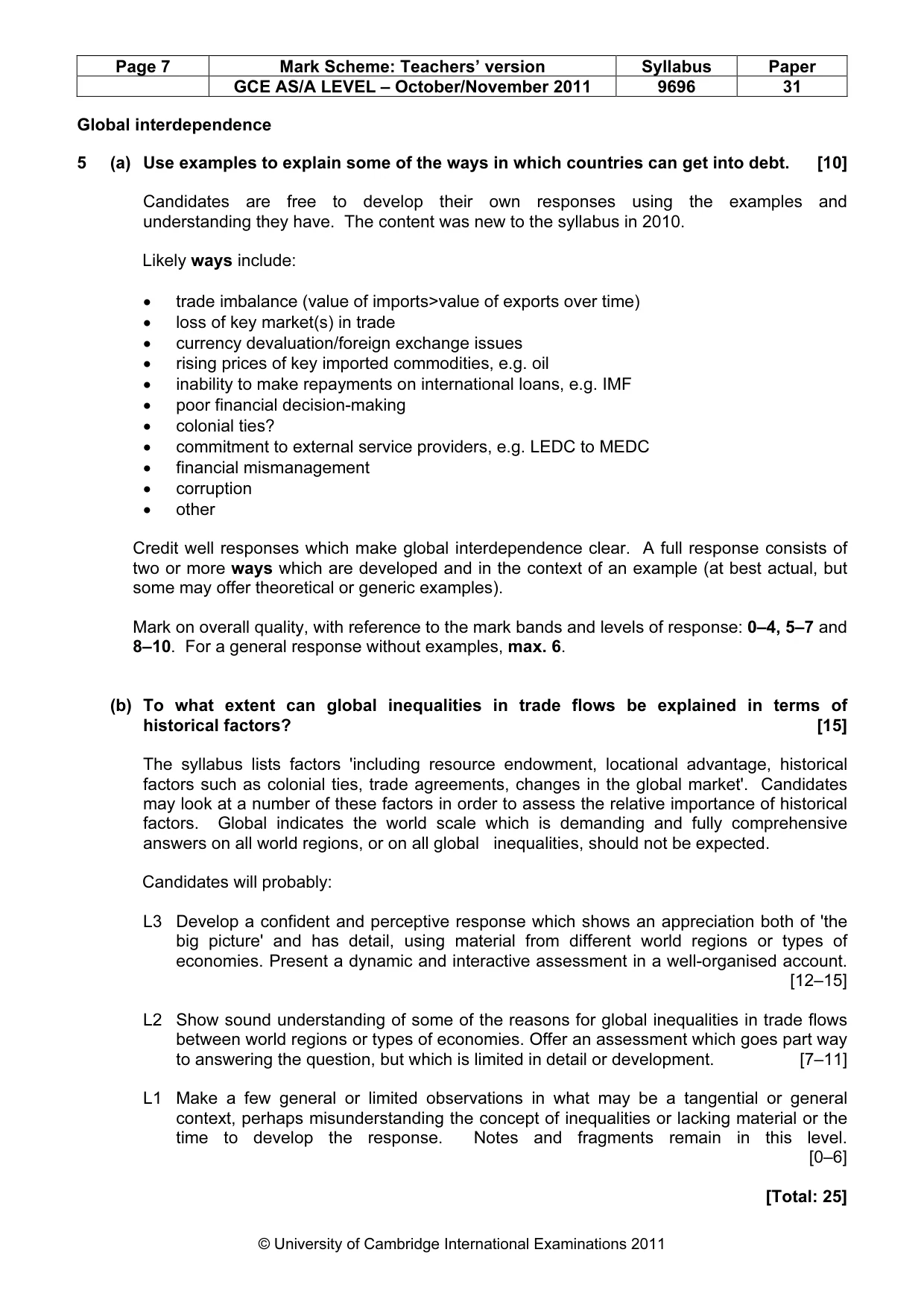 Mark scheme, page 7 of 11