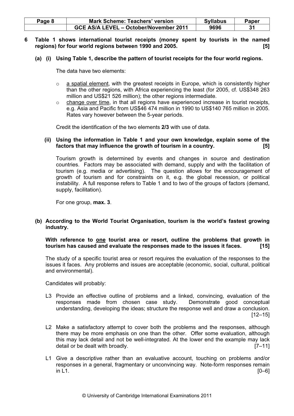 Mark scheme, page 8 of 11