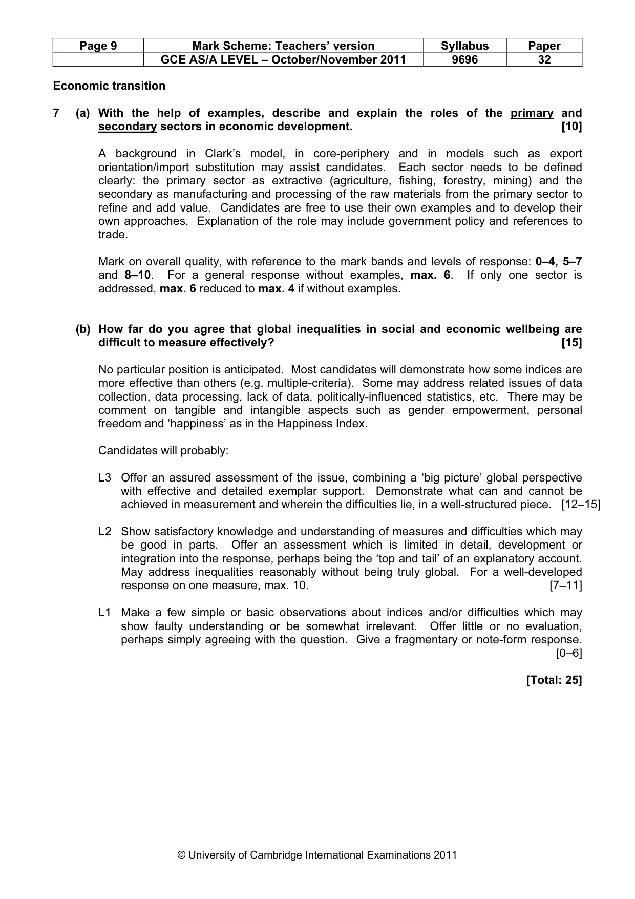 Mark scheme, page 9 of 10