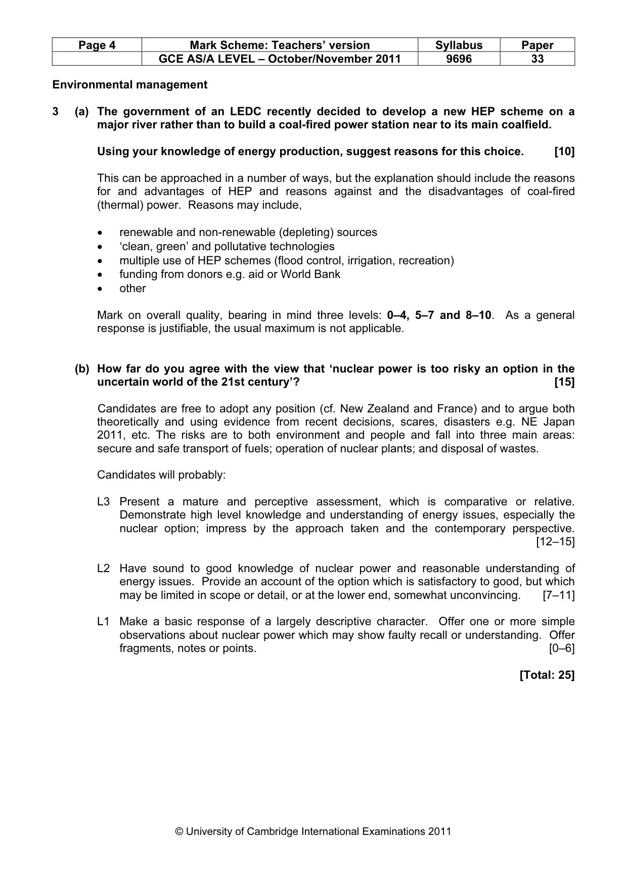 Mark scheme, page 4 of 9