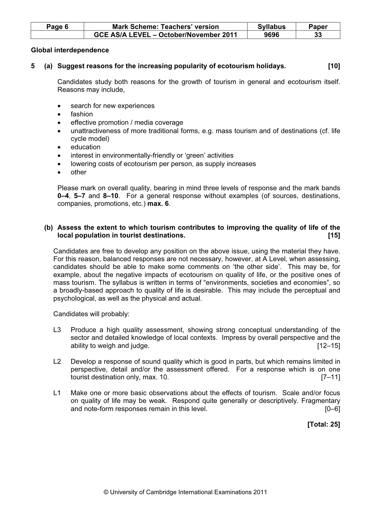 Mark scheme, page 6 of 9