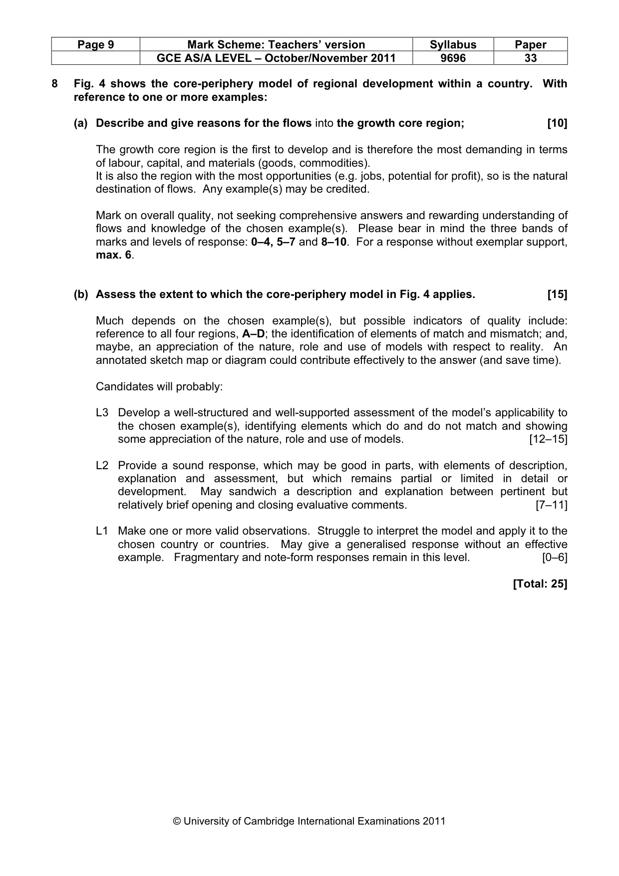 Mark scheme, page 9 of 9