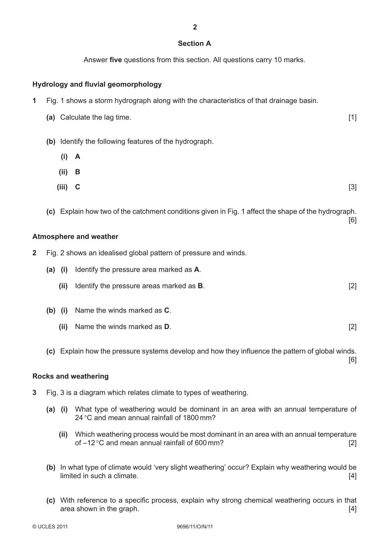 Cambridge A Level Geography 9696 2011 Oct/Nov Paper 1 · Variant 1 question paper, page 2 of 8