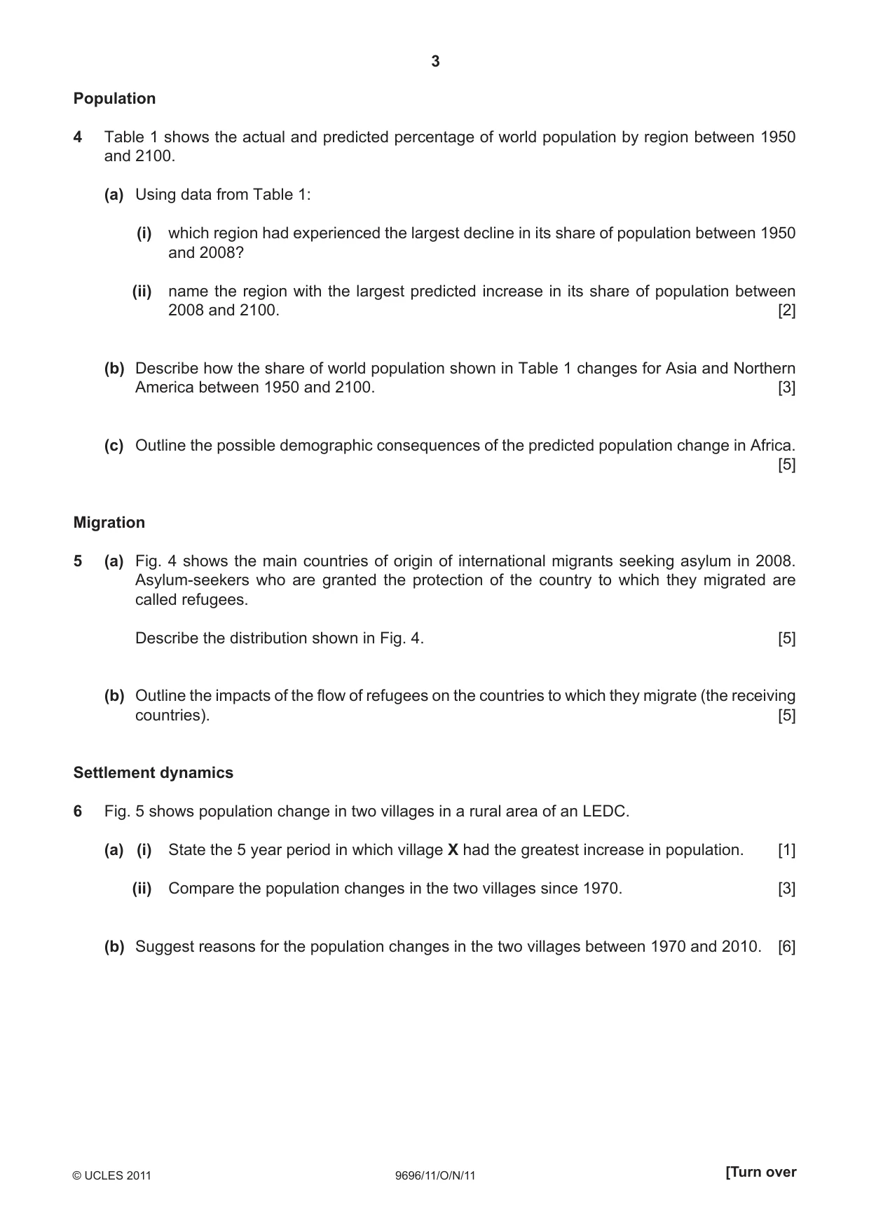Cambridge A Level Geography 9696 2011 Oct/Nov Paper 1 · Variant 1 question paper, page 3 of 8