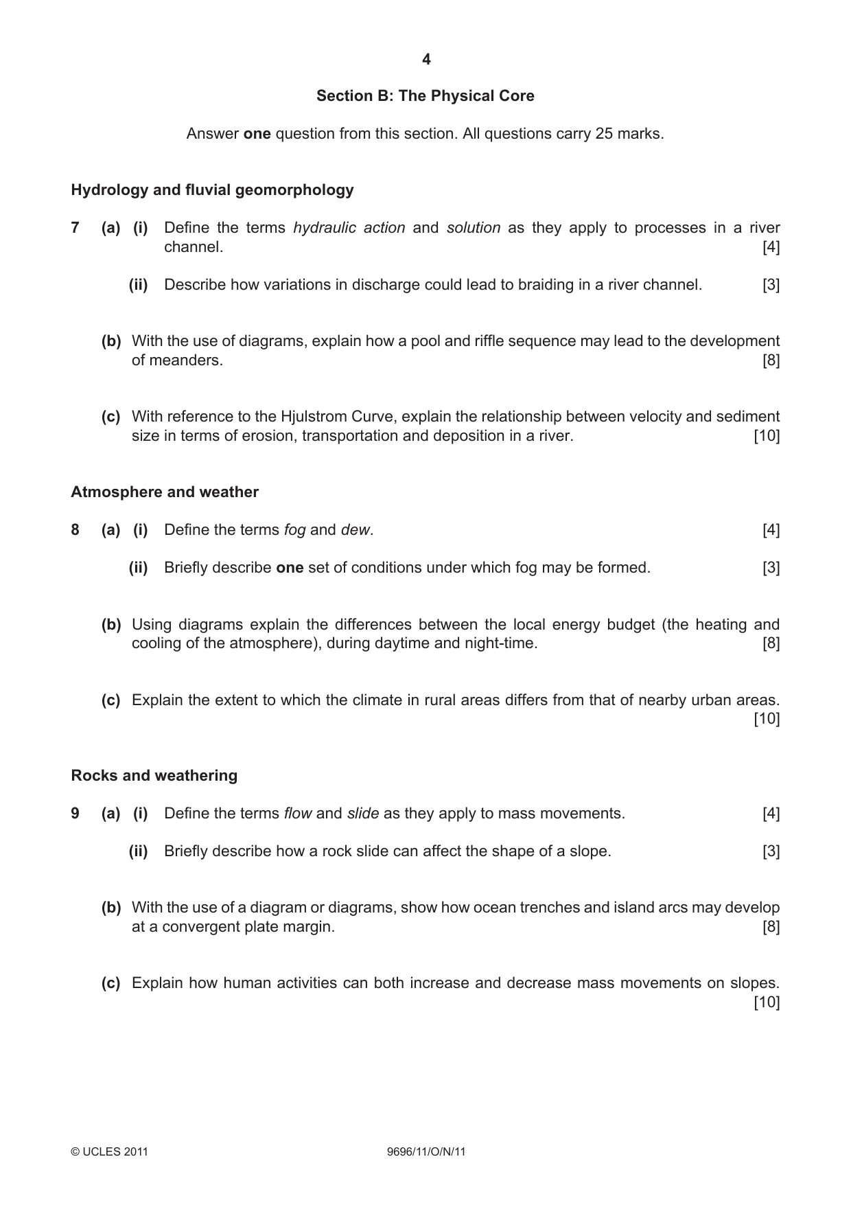 Cambridge A Level Geography 9696 2011 Oct/Nov Paper 1 · Variant 1 question paper, page 4 of 8