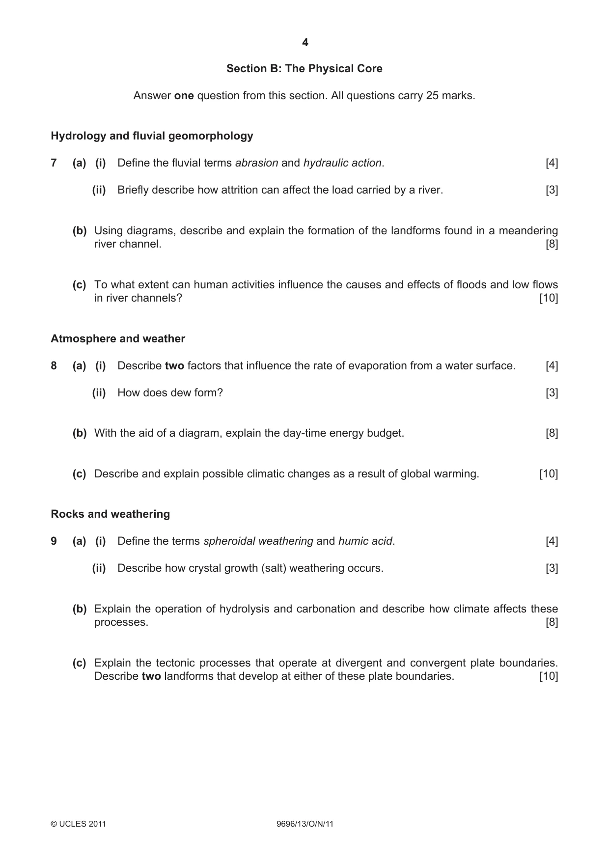 Cambridge A Level Geography 9696 2011 Oct/Nov Paper 1 · Variant 3 question paper, page 4 of 8
