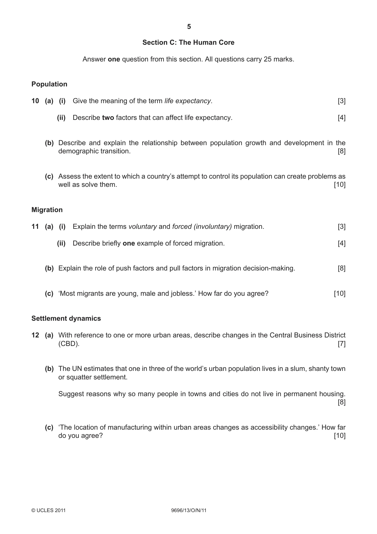 Cambridge A Level Geography 9696 2011 Oct/Nov Paper 1 · Variant 3 question paper, page 5 of 8