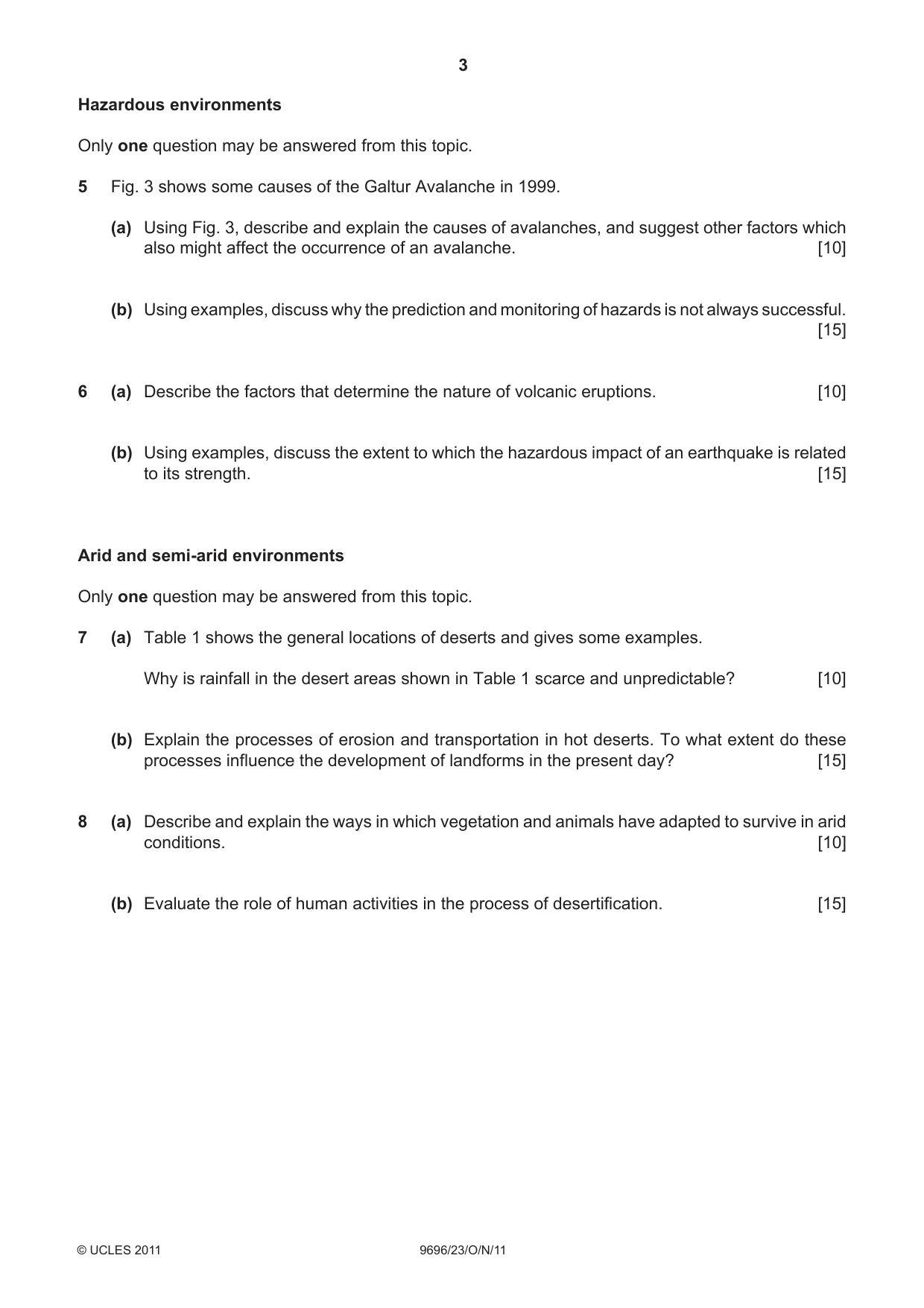 Cambridge A Level Geography 9696 2011 Oct/Nov Paper 2 · Variant 3 question paper, page 3 of 4