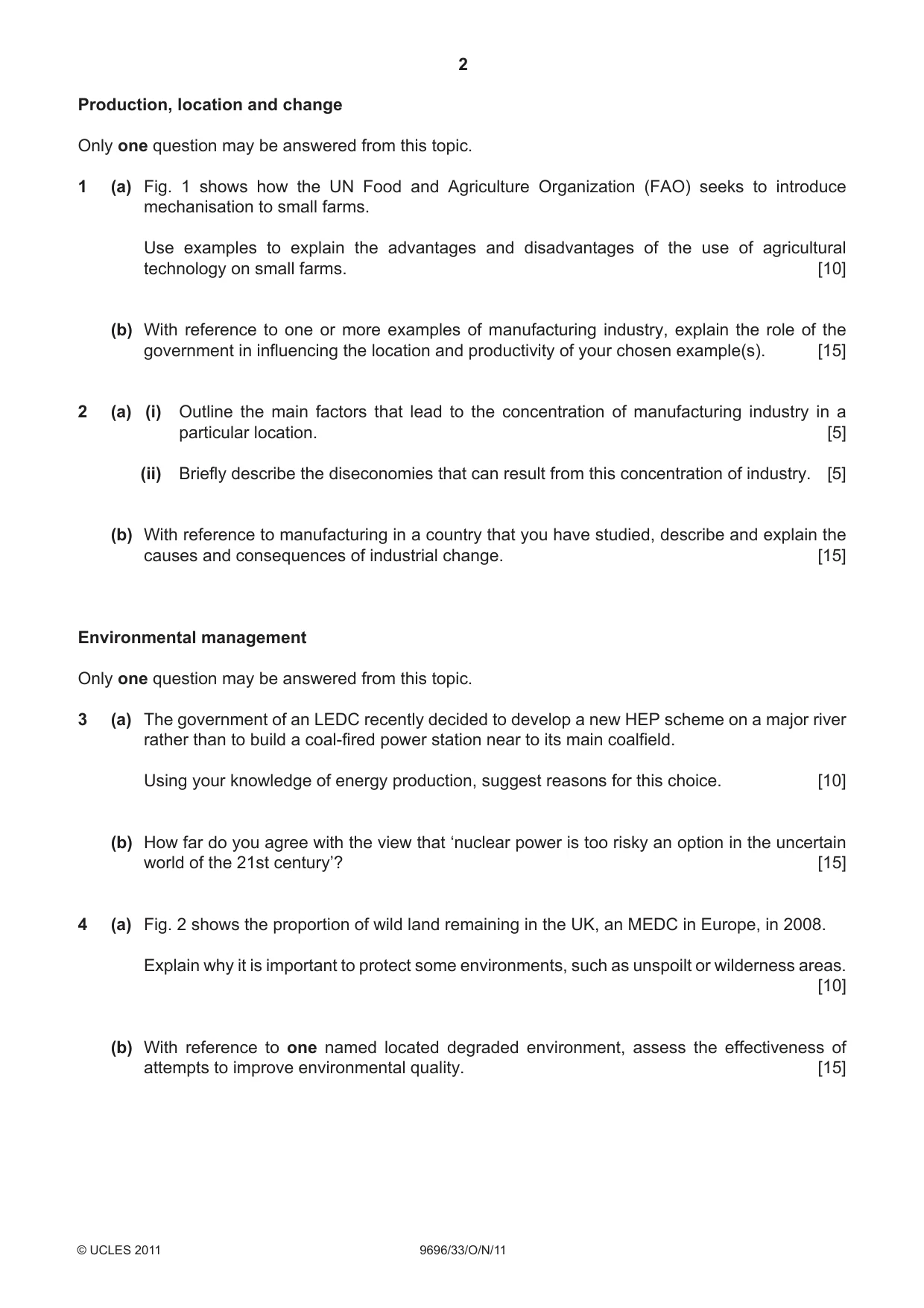 Cambridge A Level Geography 9696 2011 Oct/Nov Paper 3 · Variant 3 question paper, page 2 of 4
