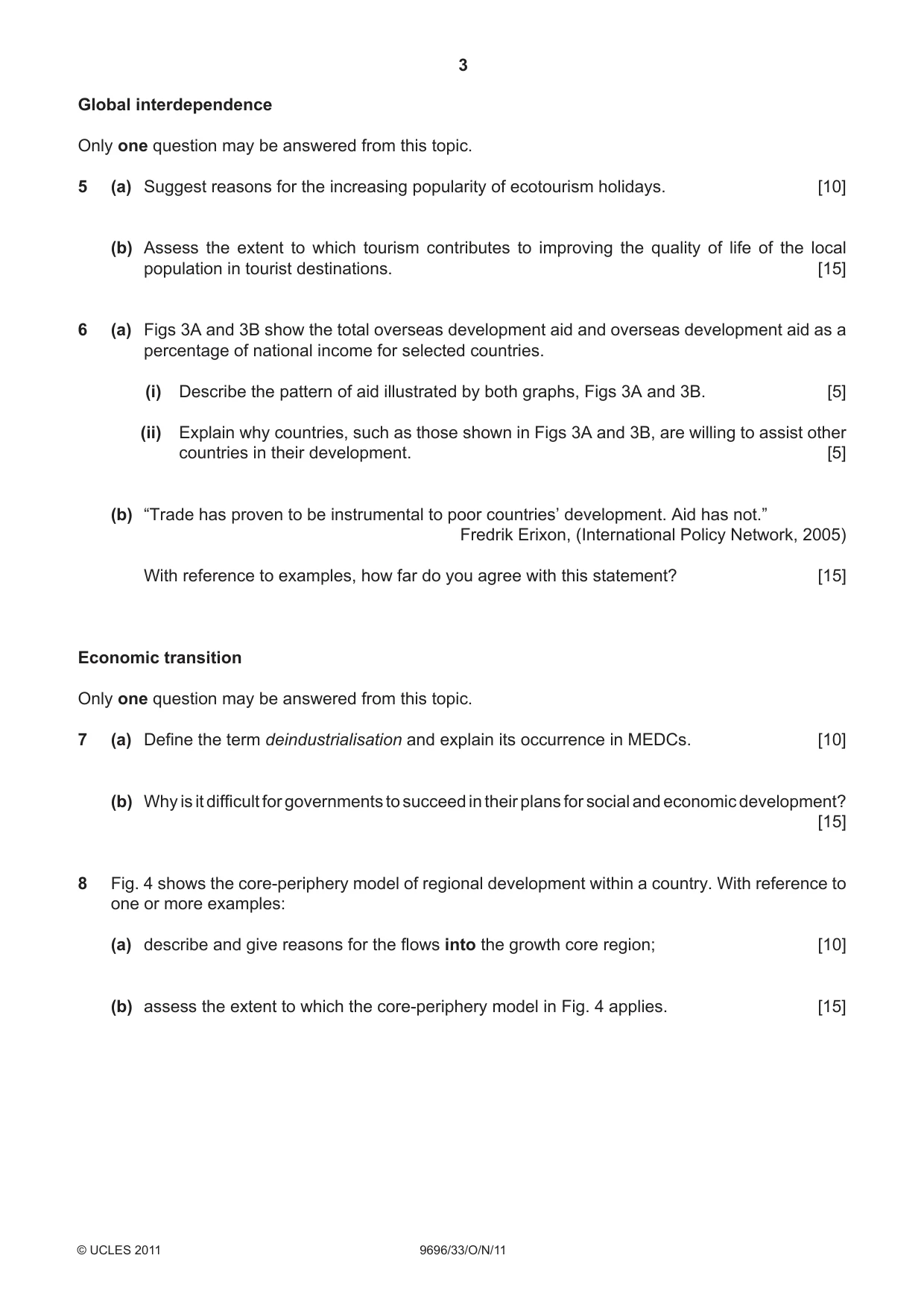Cambridge A Level Geography 9696 2011 Oct/Nov Paper 3 · Variant 3 question paper, page 3 of 4