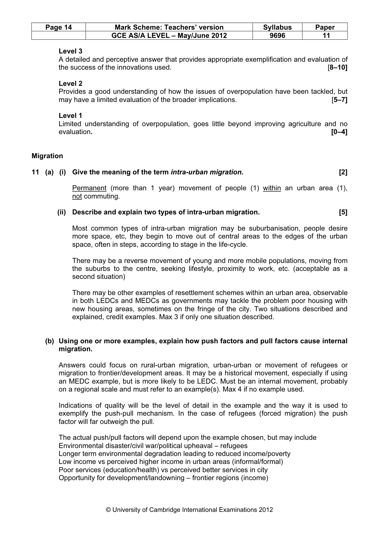 Mark scheme, page 14 of 16