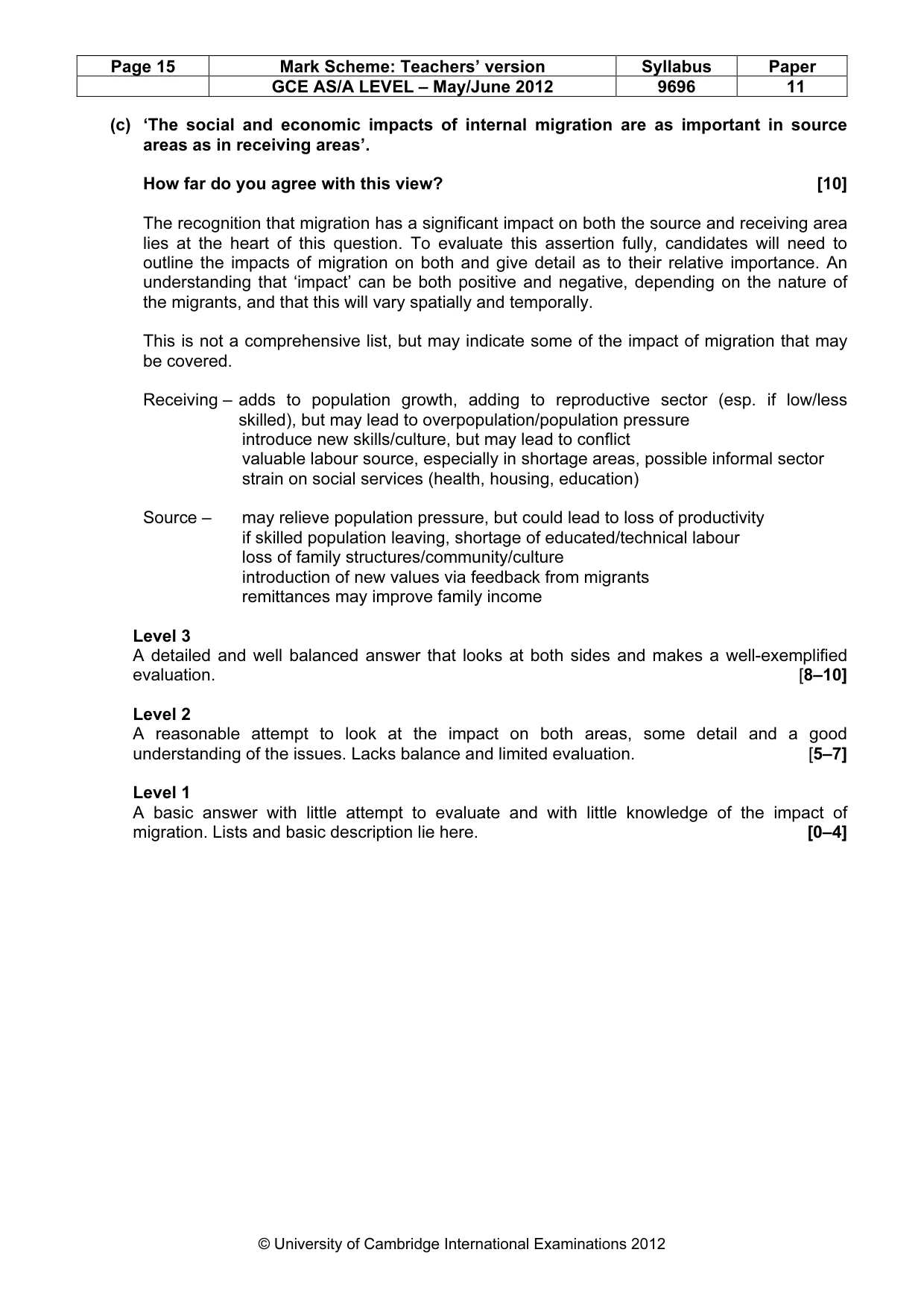 Mark scheme, page 15 of 16